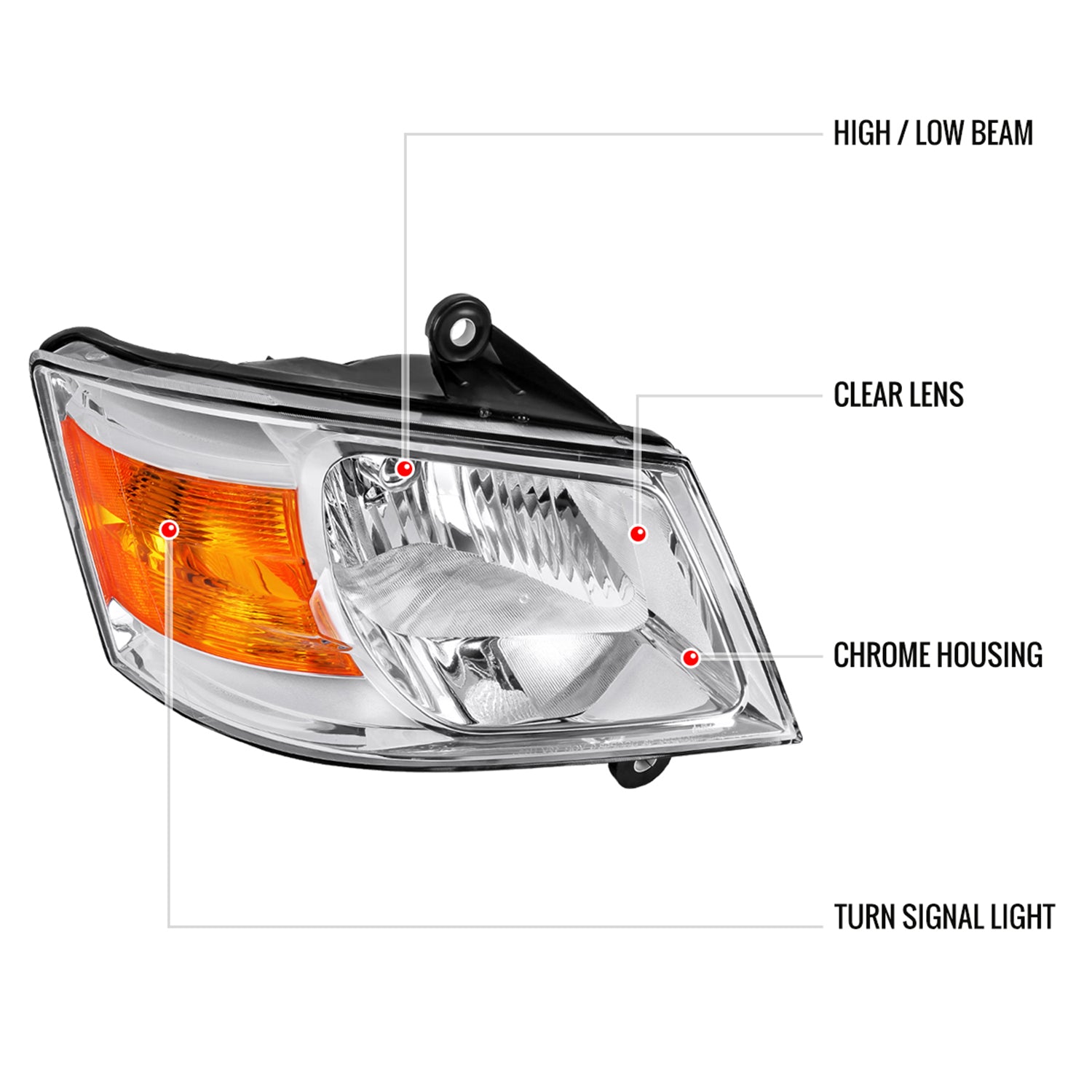 2008-2010 Dodge Grand Caravan Factory Crystal Headlight - Passenger Side