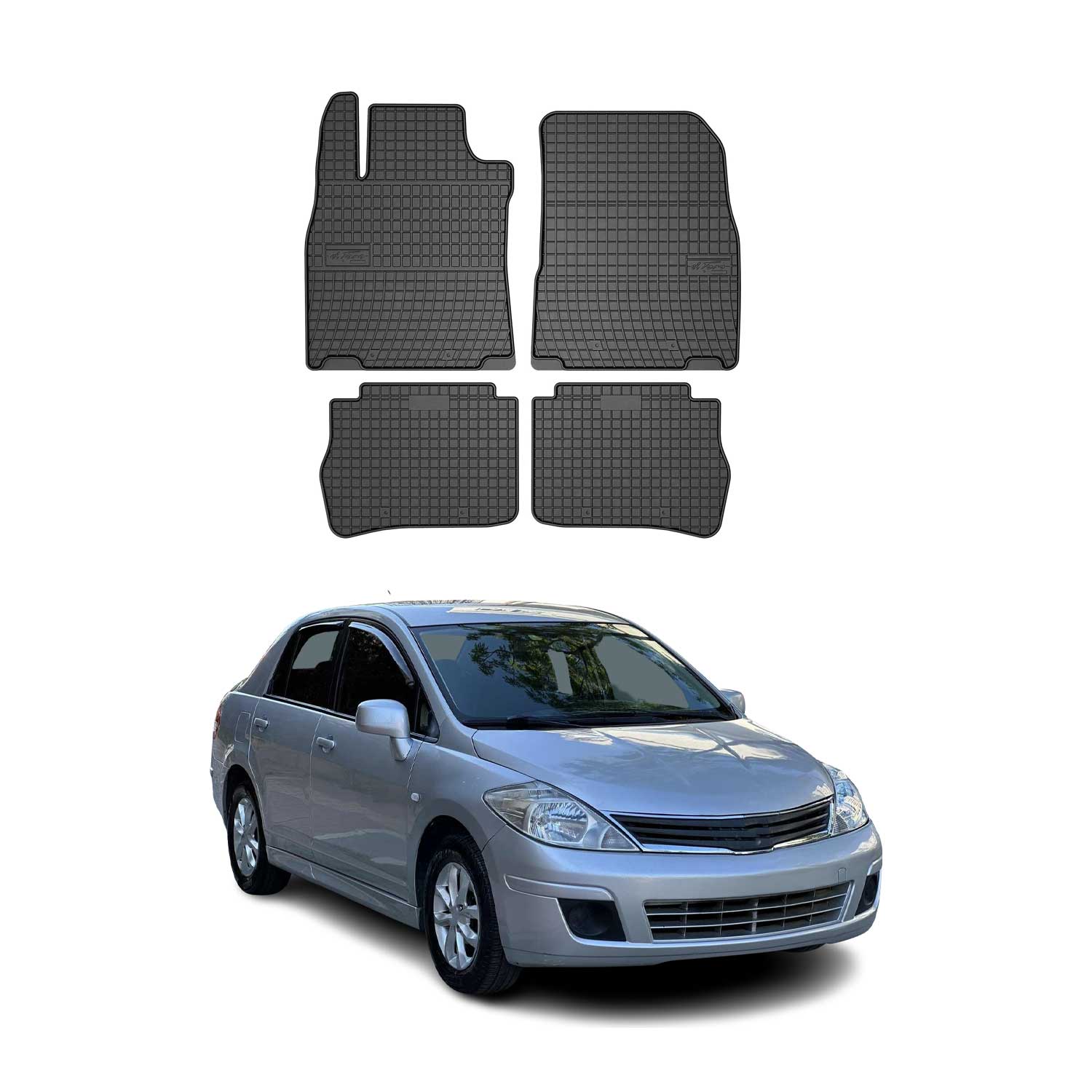 2004-2012 Nissan Versa Floor Mats Liners Full Set All Weather Rubber Black