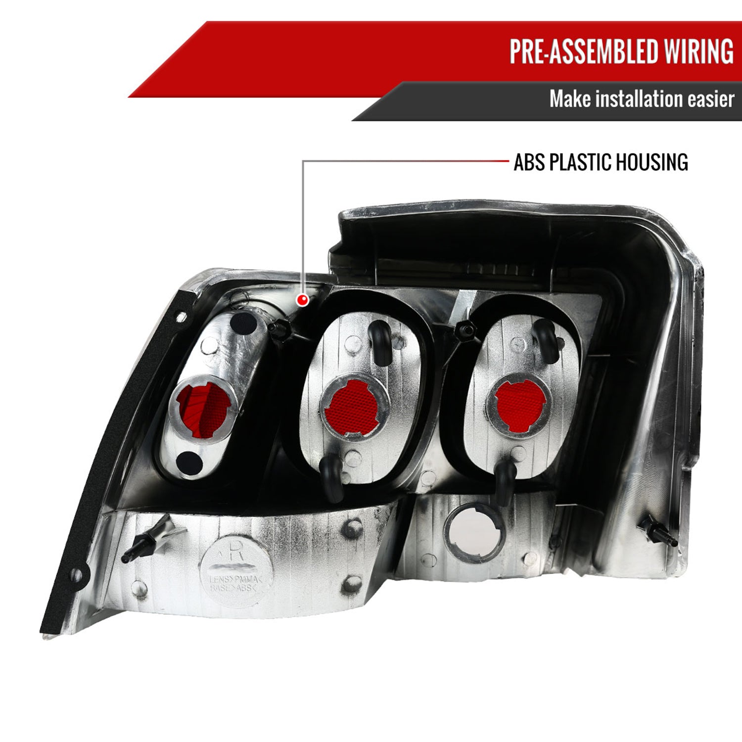 1999-2004 Ford Mustang Tail Lights Chrome Housing/Clear Lens