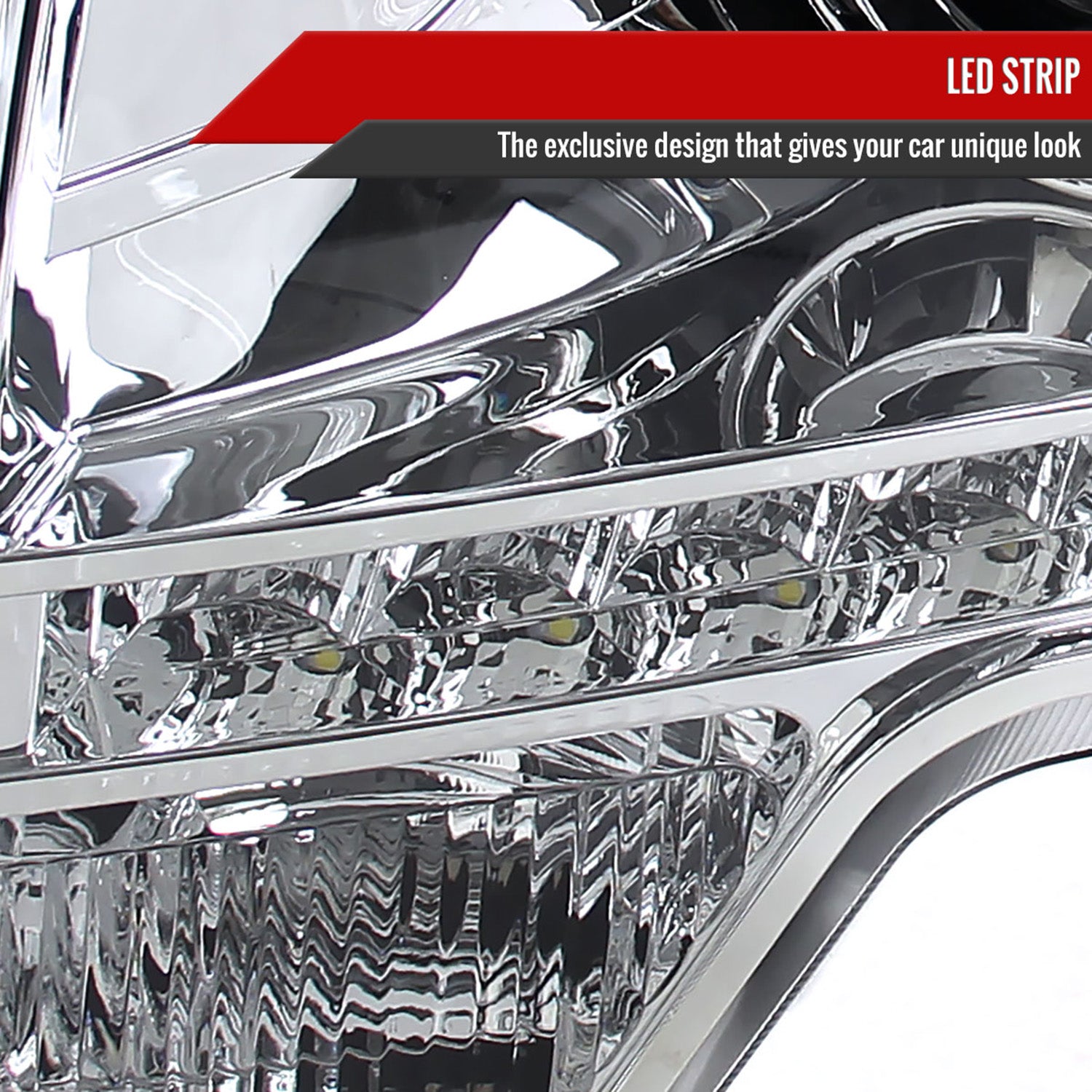 2009-2014 Ford F-150 Projector Headlights w/ LED Light Strip Chrome/Clear Lens