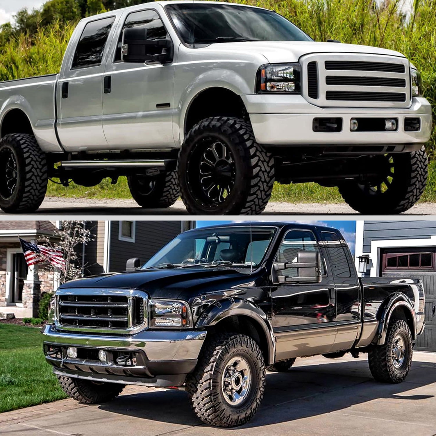 2005-2007 Ford F-250/350/450/550/Excursion Crystal Headlights Matt Black/Clear