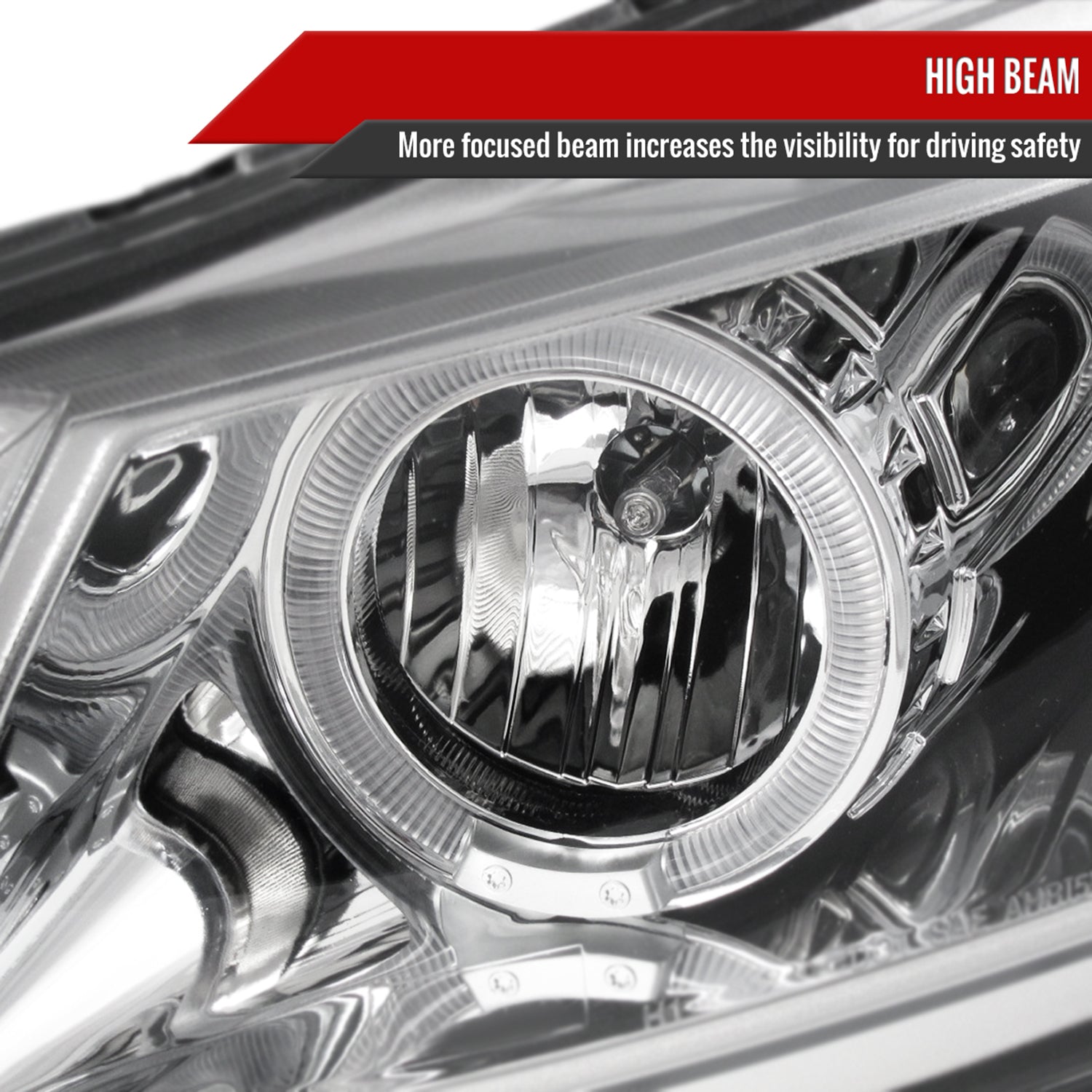 2008-2012 Honda Accord Coupe Dual Halo Projector Headlights Chrome/Clear Lens