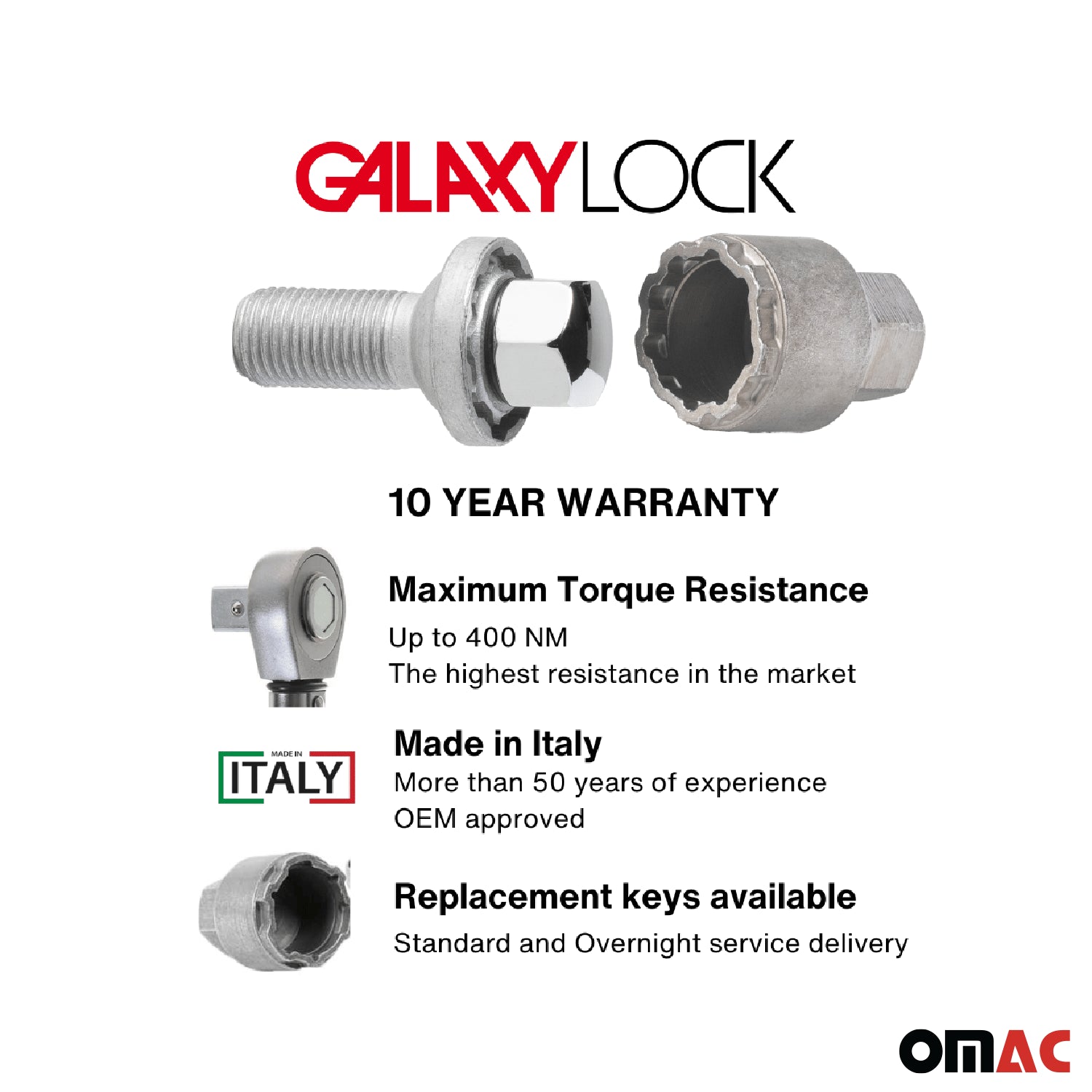 Wheel Lock Kit for Volkswagen Golf / Jetta M14X1.5 Bolt Chromed 4Locks & 1Key