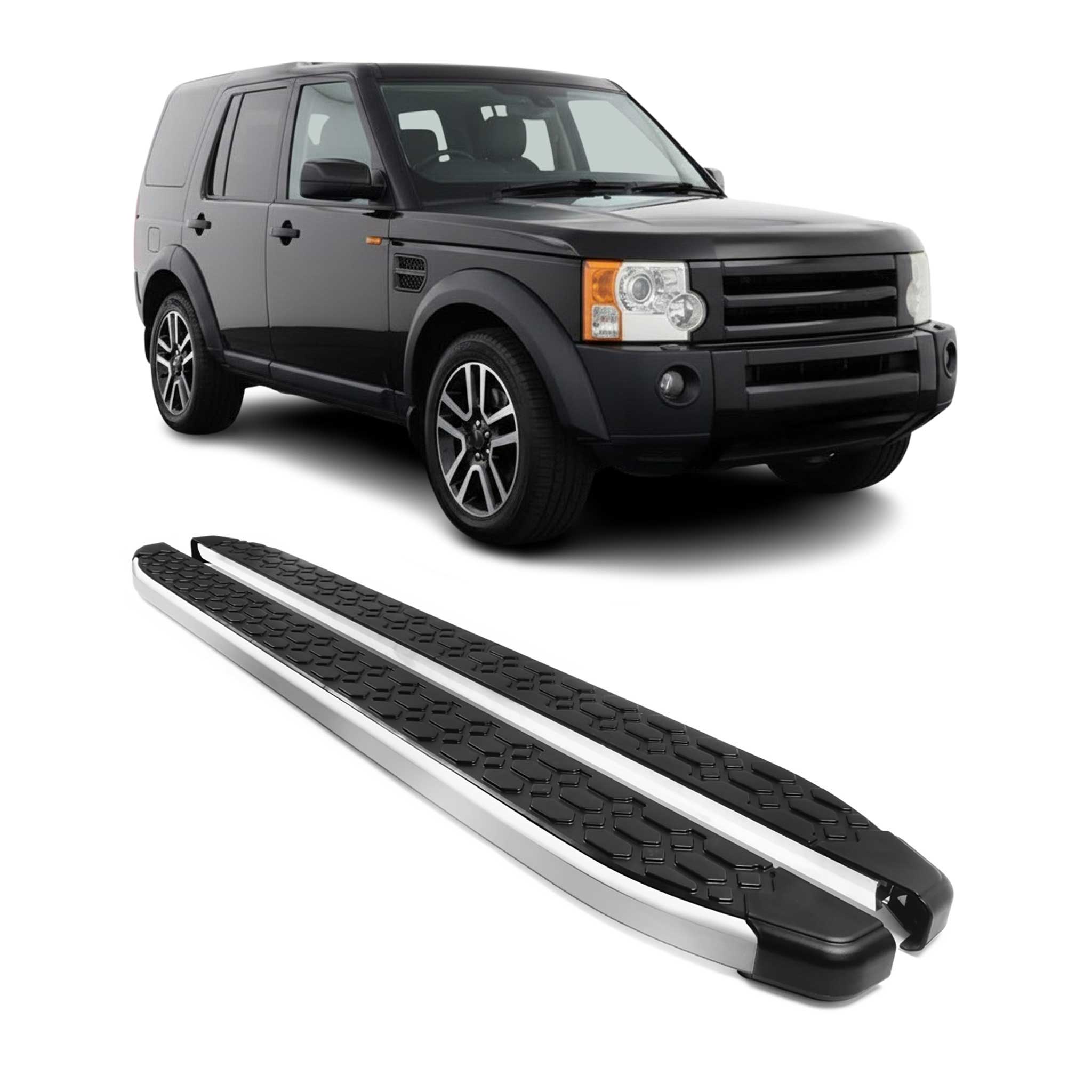 2010-2016 Land Rover LR4 Running Boards Side Steps Silver & Black