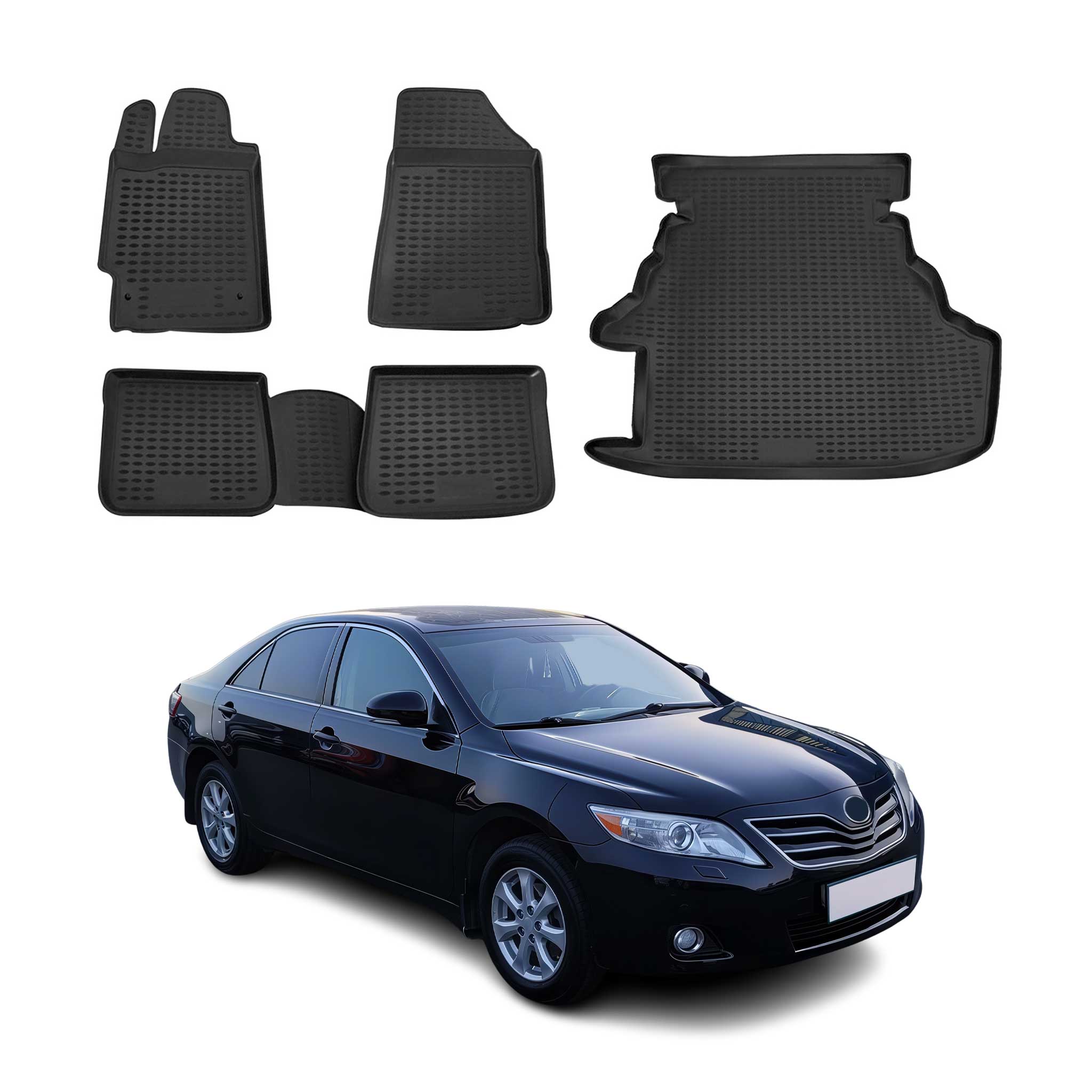 2007-2011 Toyota Camry Floor Mats & Cargo Liner Full Set All Weather Black