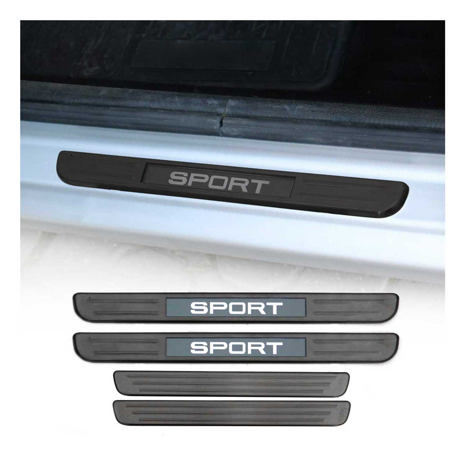 Dodge Door Sill Scuff Plate Illuminated Brushed Stainless Steel Brushed Dark 4Pcs