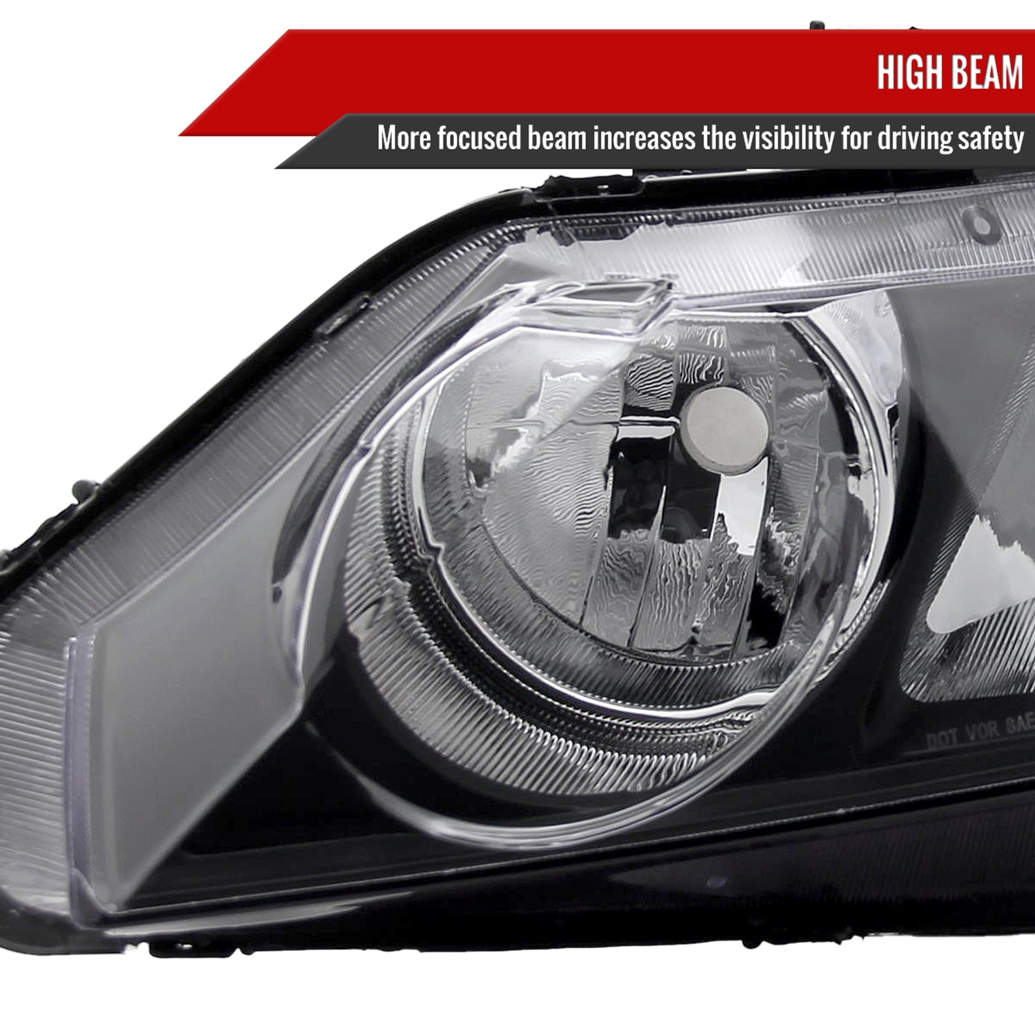 2006-2011 Honda Civic Sedan Crystal Headlights Matte Black/Clear Lens