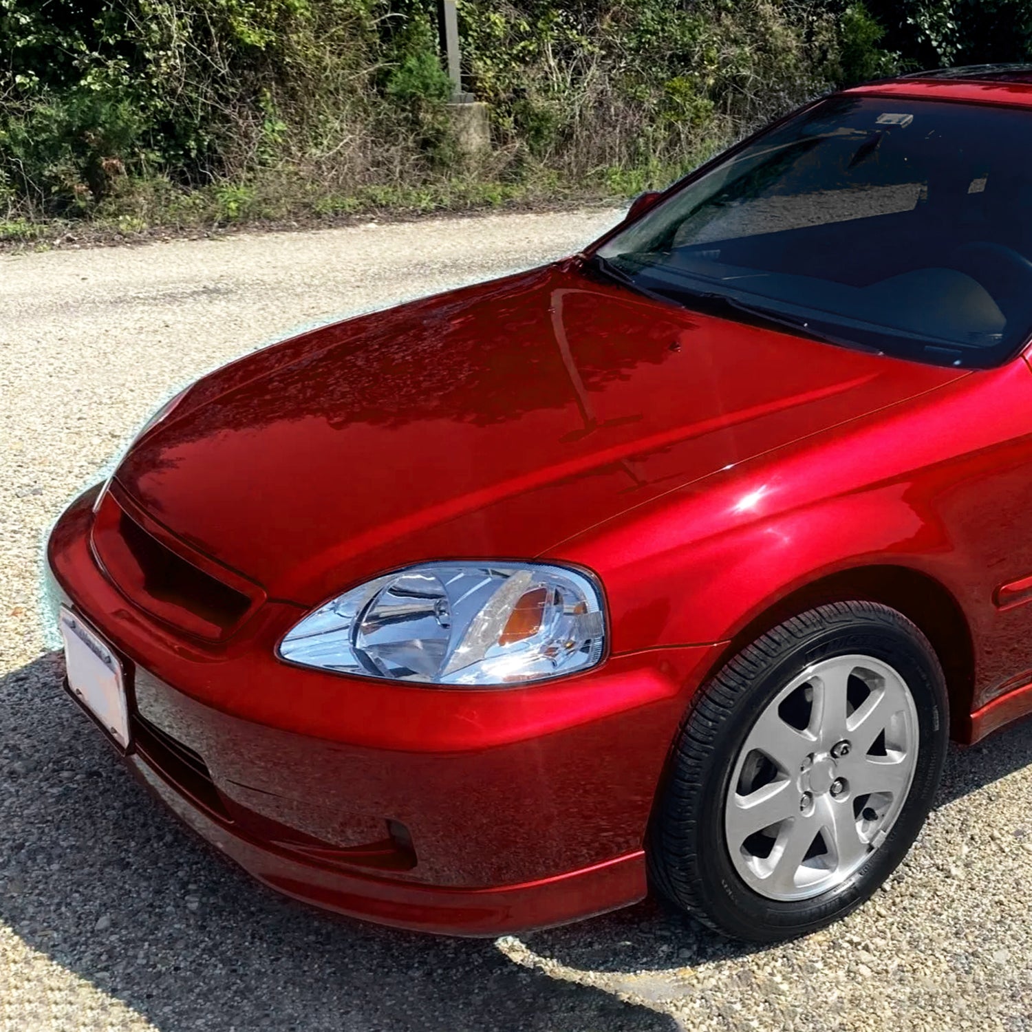 1999-2000 Honda Civic Crystal Headlights w/ Amber Reflector Chrome/Clear Lens