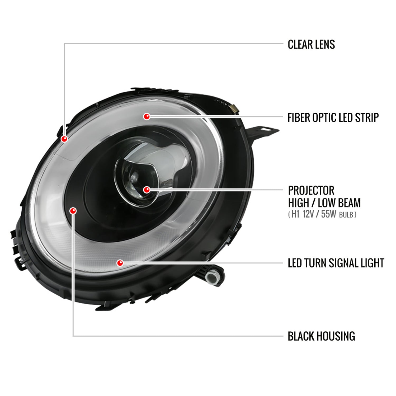 2007-2015 Mini Cooper R55 R56 R57 R58 R59 Projector Headlights Signal Lights