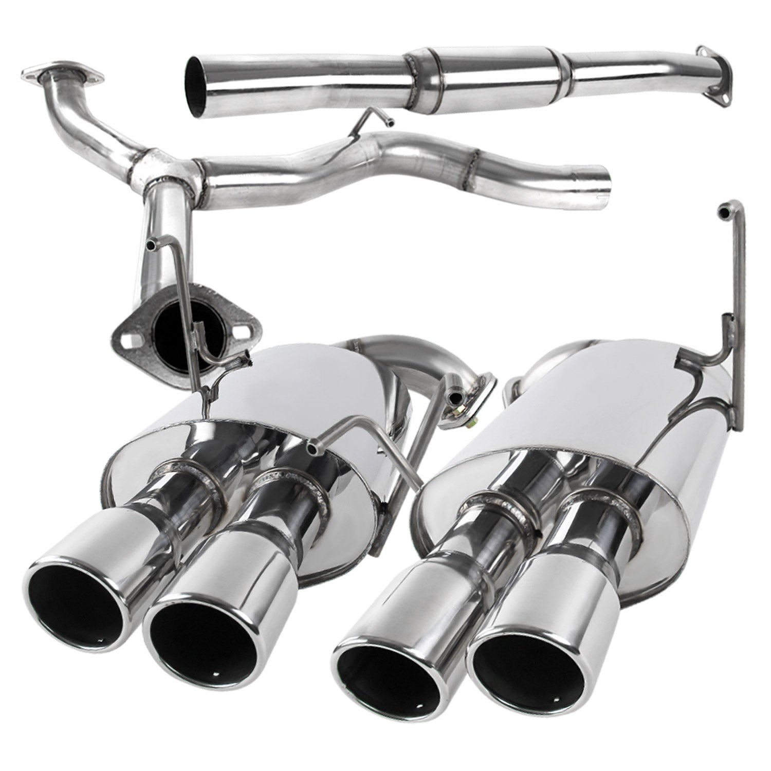 2008-2014 Subaru Impreza WRX STI Sedan Steel Dual Catback Exhaust Quad Tips