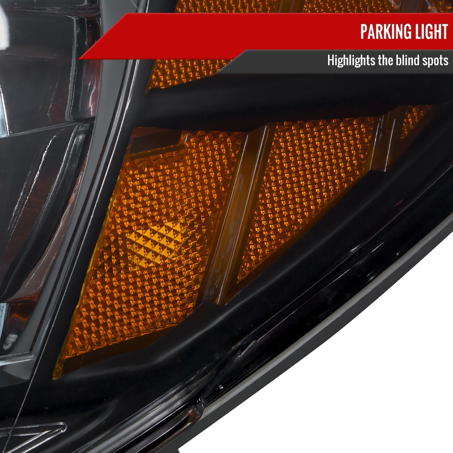 2008-2012 Chevy Malibu LS/LT/LTZ Crystal Headlights Amber Reflectors Black