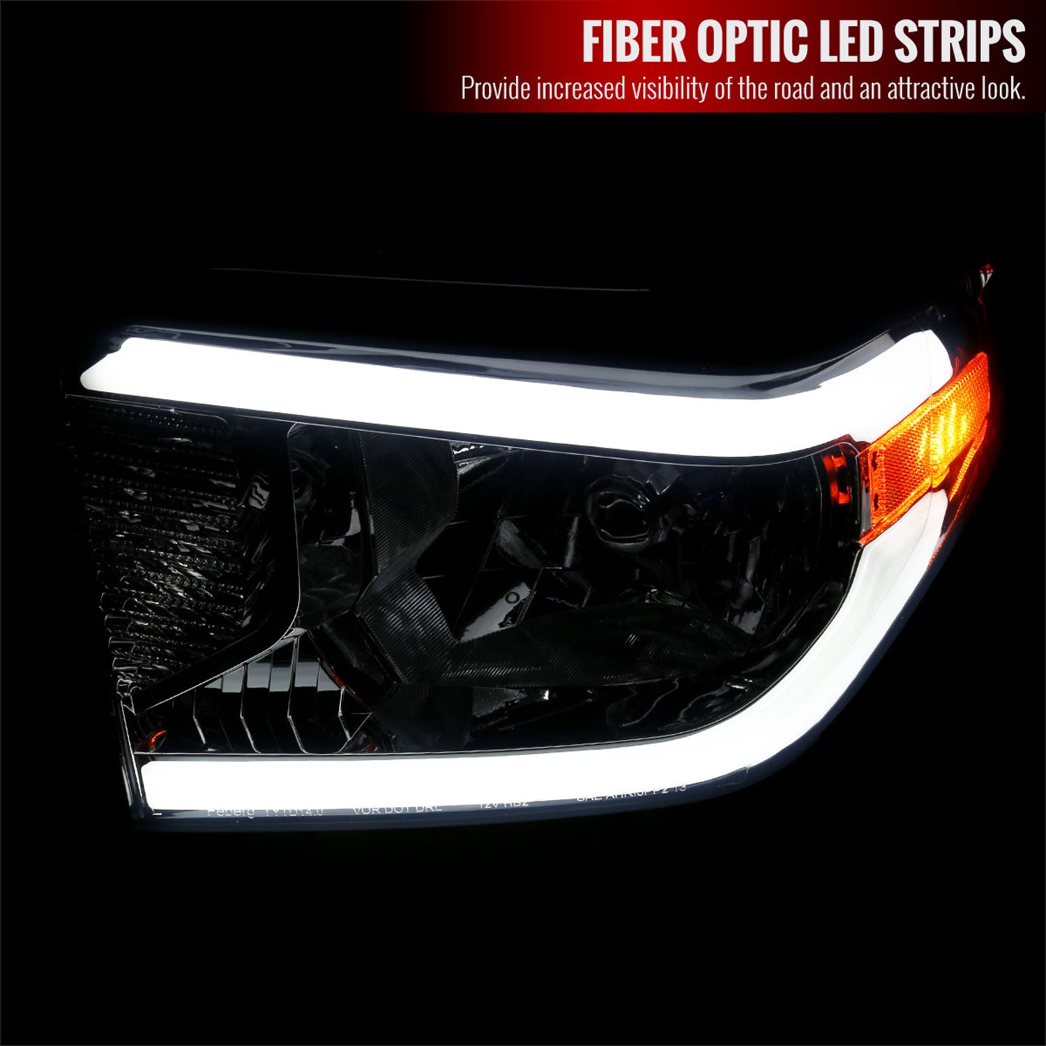 2014-2021 Toyota Tundra LED Bar Factory Style Headlights Chrome/Smoke Lens