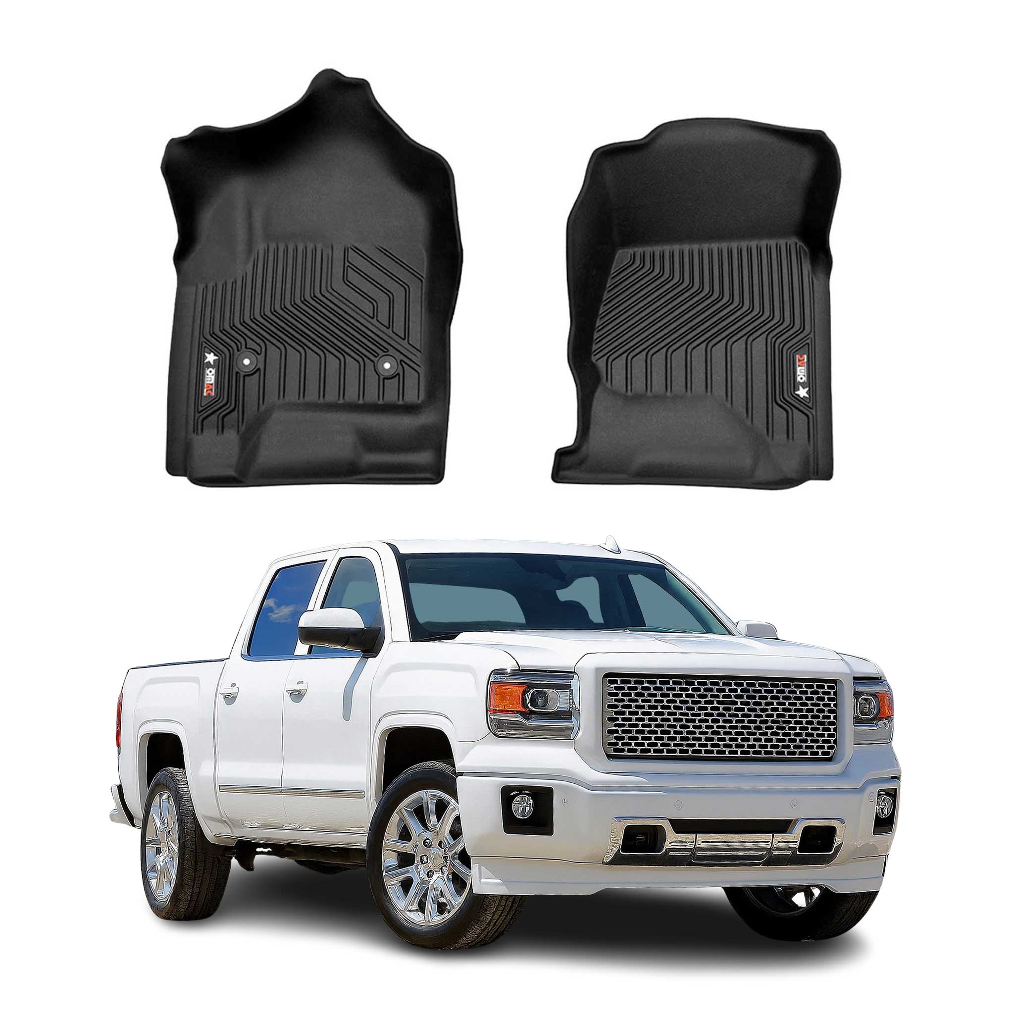 2014-2018 GMC Sierra 1500 2500HD 3500HD Silverado Double/Crew Cab Premium Floor Mats Liners First Row
