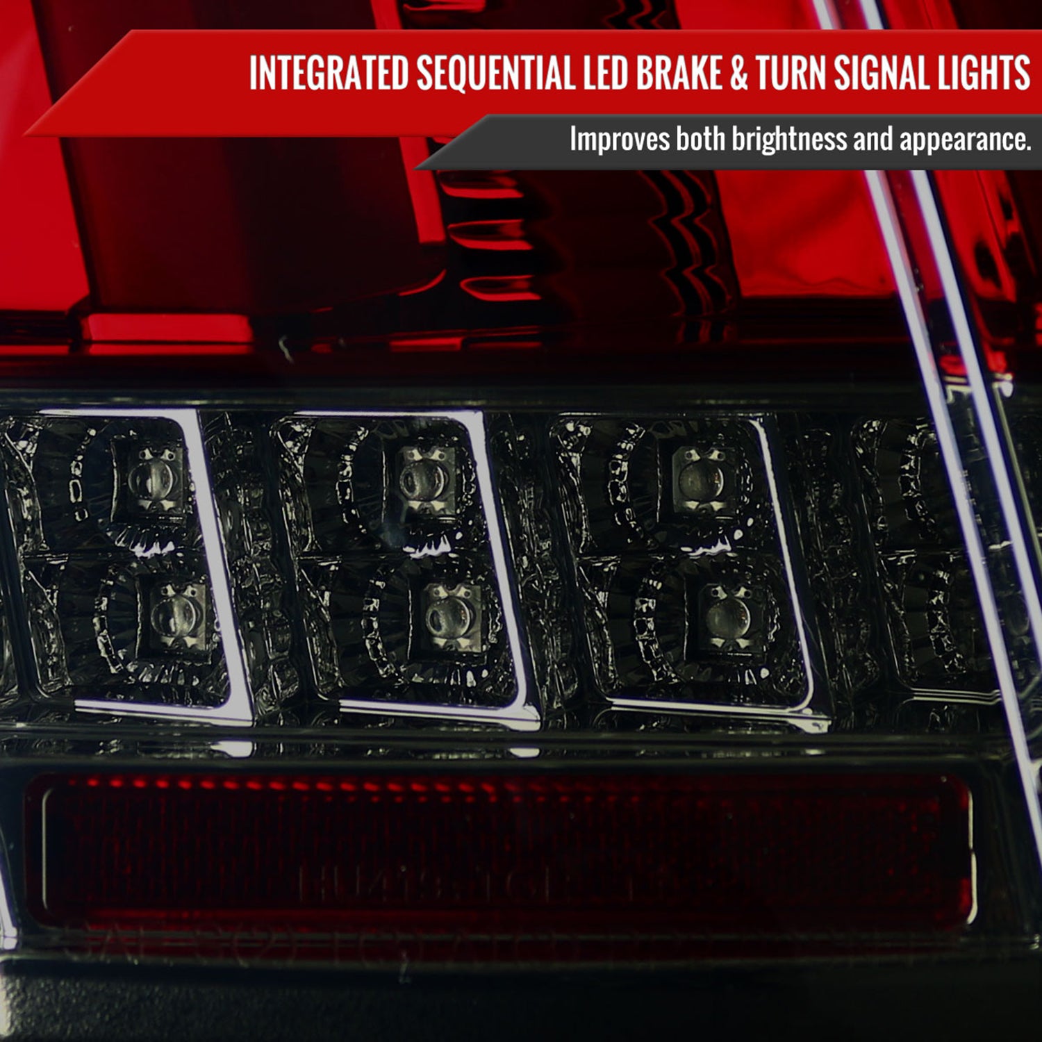 1999-2004 Ford Mustang Sequential LED Tail Lights Chrome/Red Smoke Lens