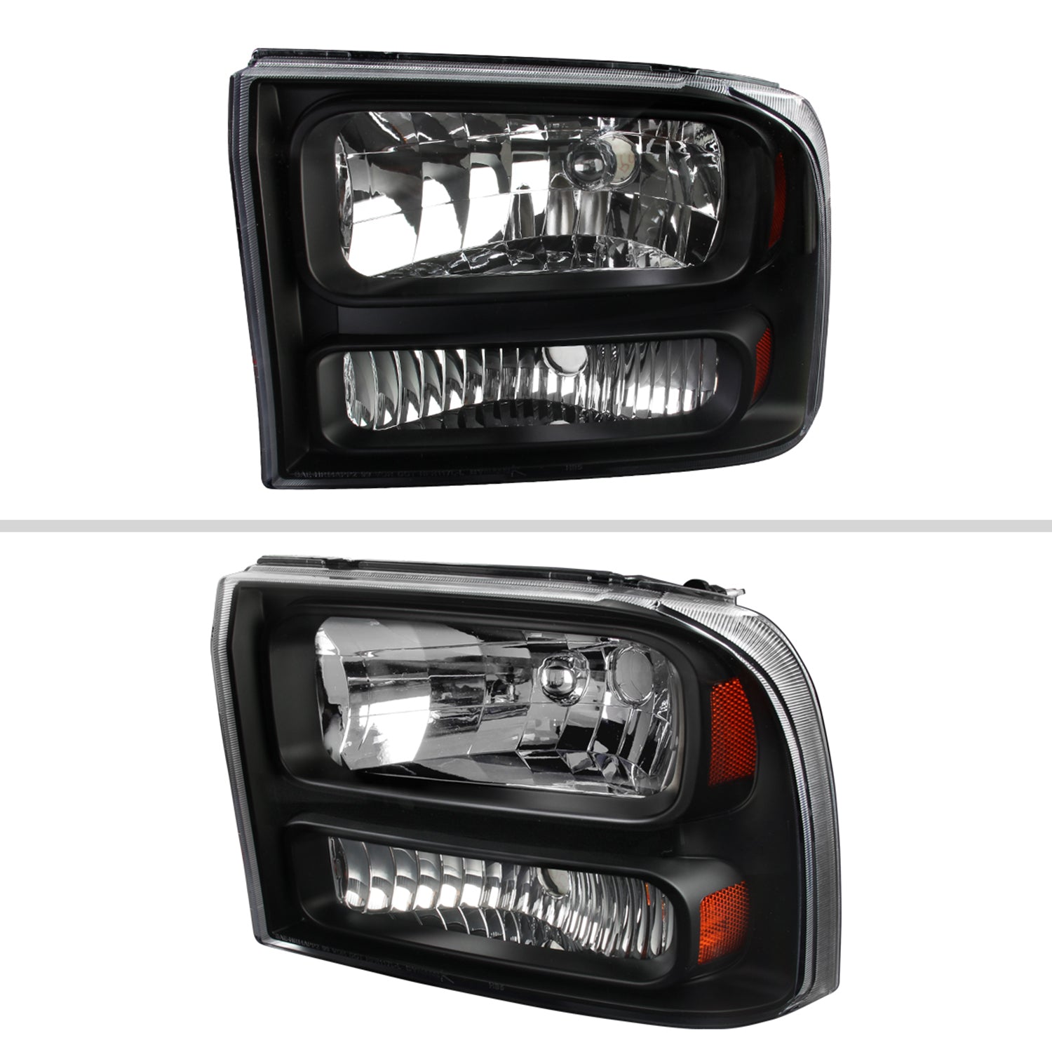 1999-2004 Ford Excursion/F-250/350/450/550 Crystal Headlights Matt Black/Clear