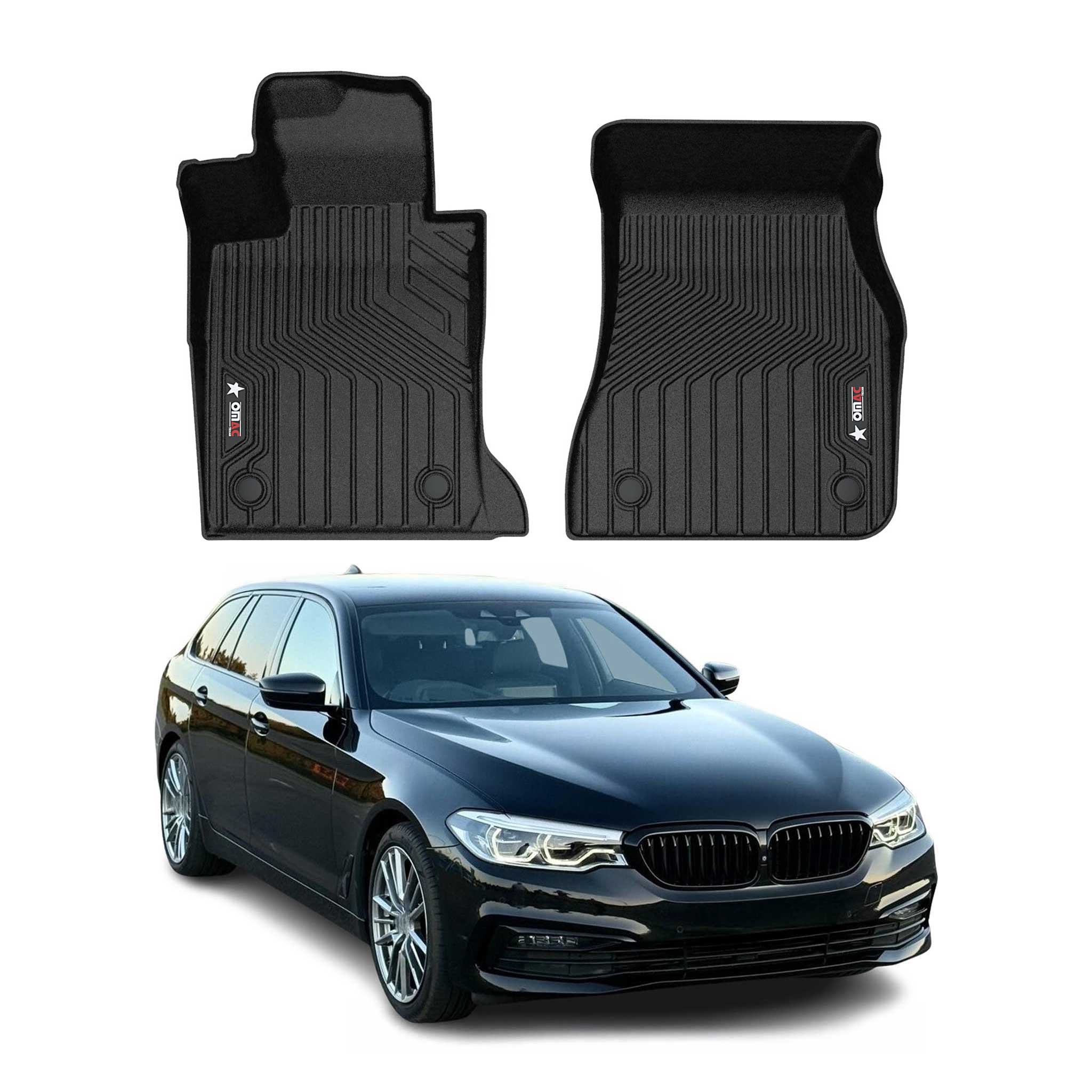 2017-2023 BMW 5 Series G30 G31 Sedan Touring Premium Floor Mats Liners First Row Front Black