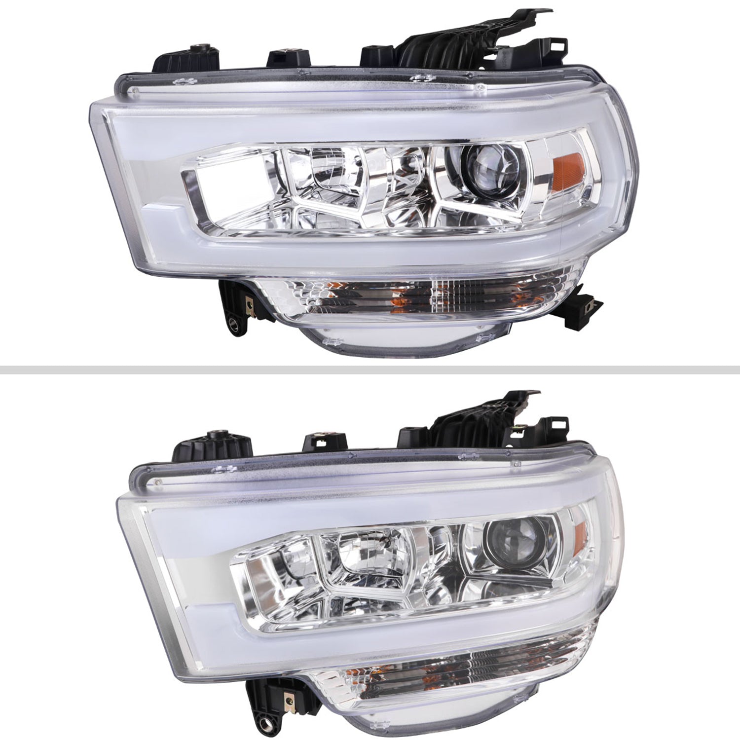 2019-2024 Dodge RAM 2500/3500/4500/5500 LED Tube Projector Headlights Chrome