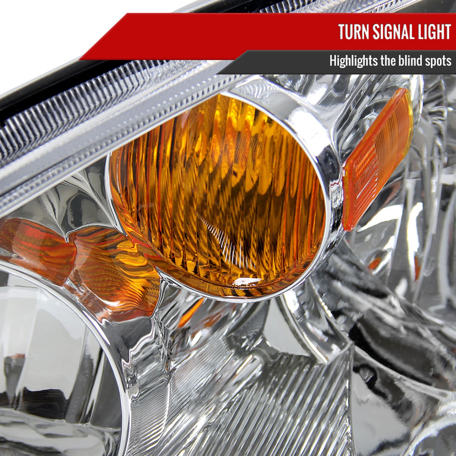 2002-2004 Nissan Altima Crystal Headlights w/ Amber Reflector Chrome/Clear