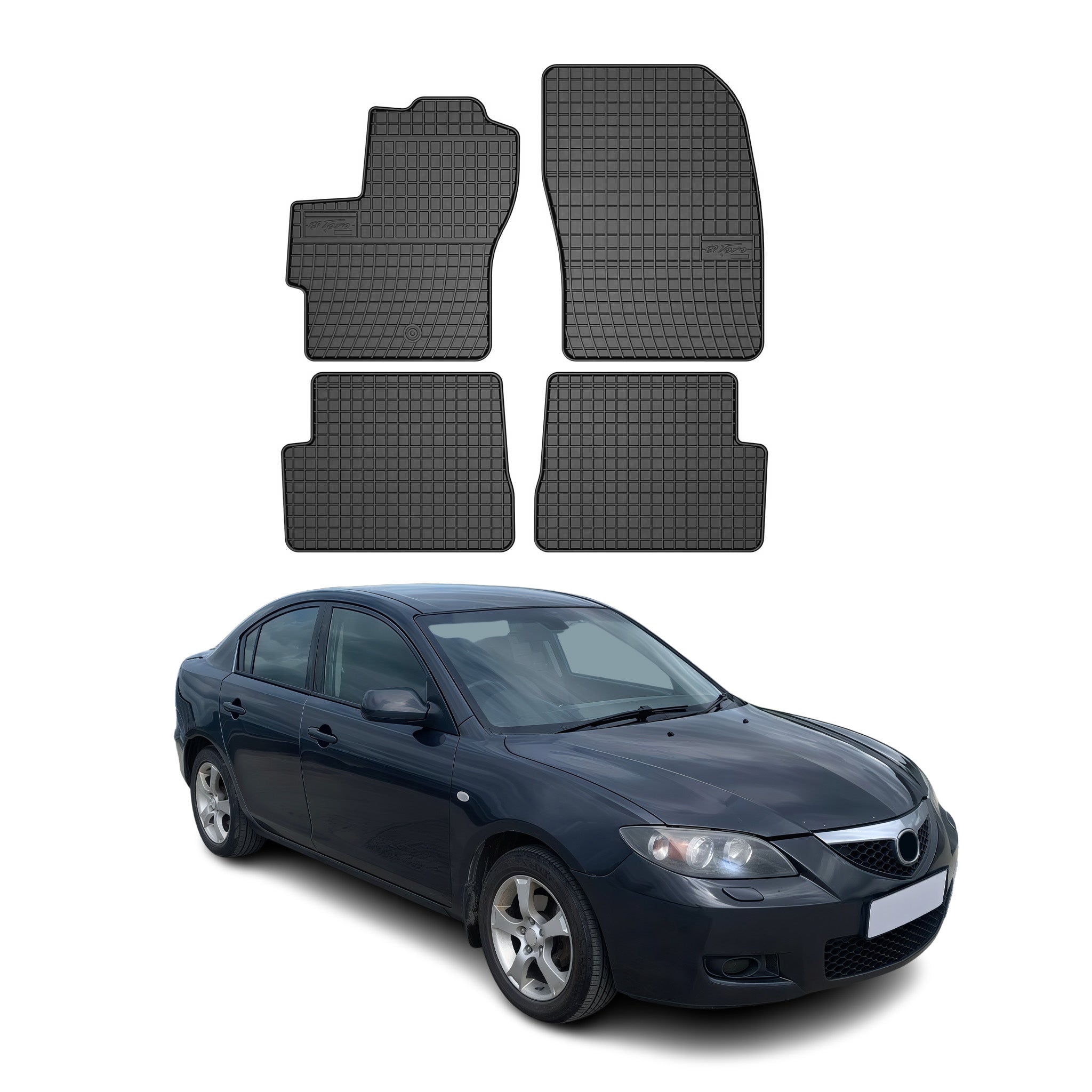 2004-2009 Mazda 3 Floor Mats Liners Full Set All Weather Rubber Black