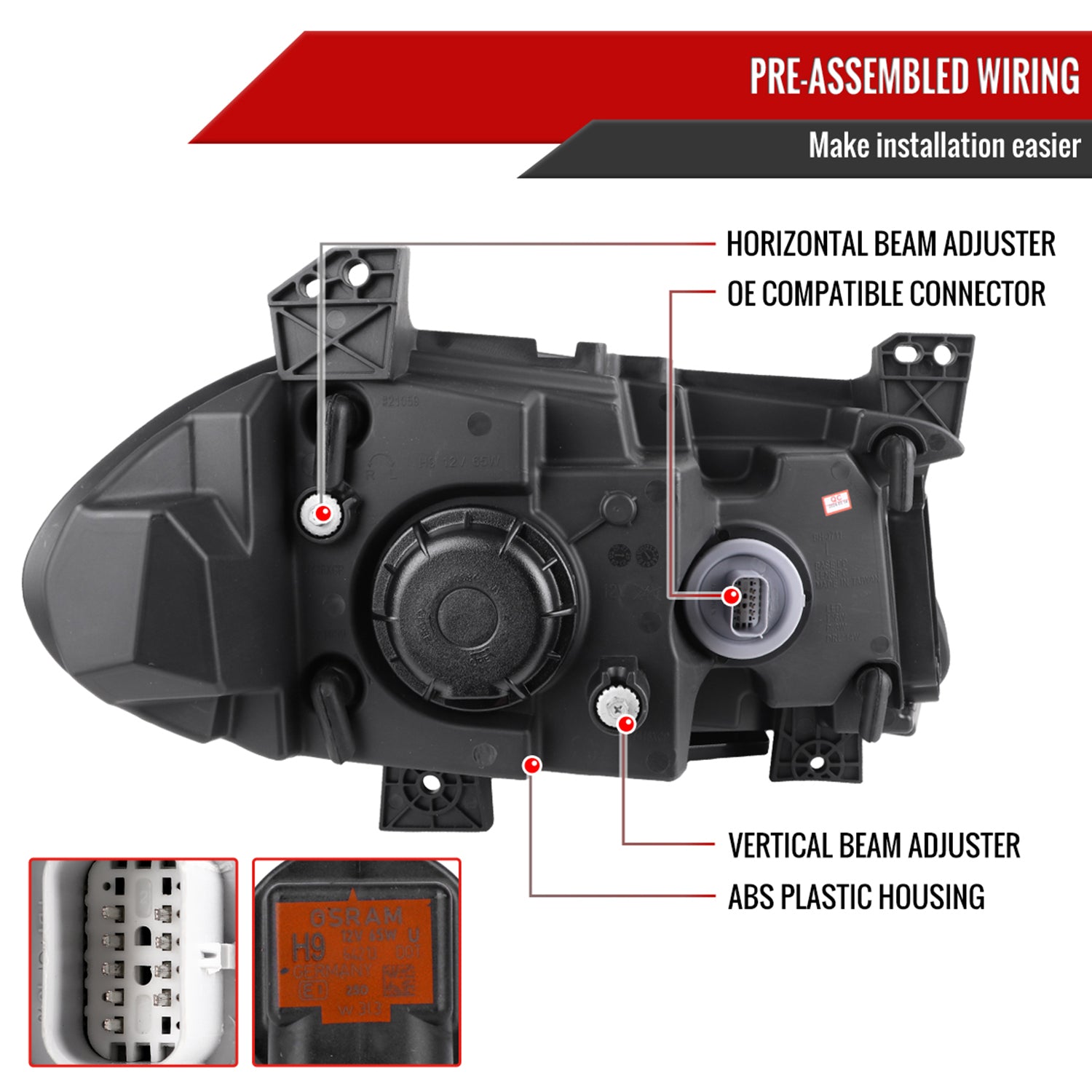 2015-2023 Dodge Charger LED Projector Headlights LED Turn Signal Black