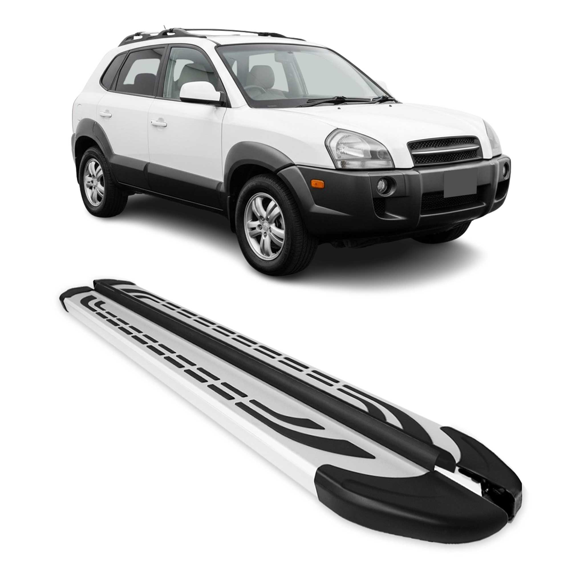 2005-2009 Hyundai Tucson Running Boards Side Steps Silver