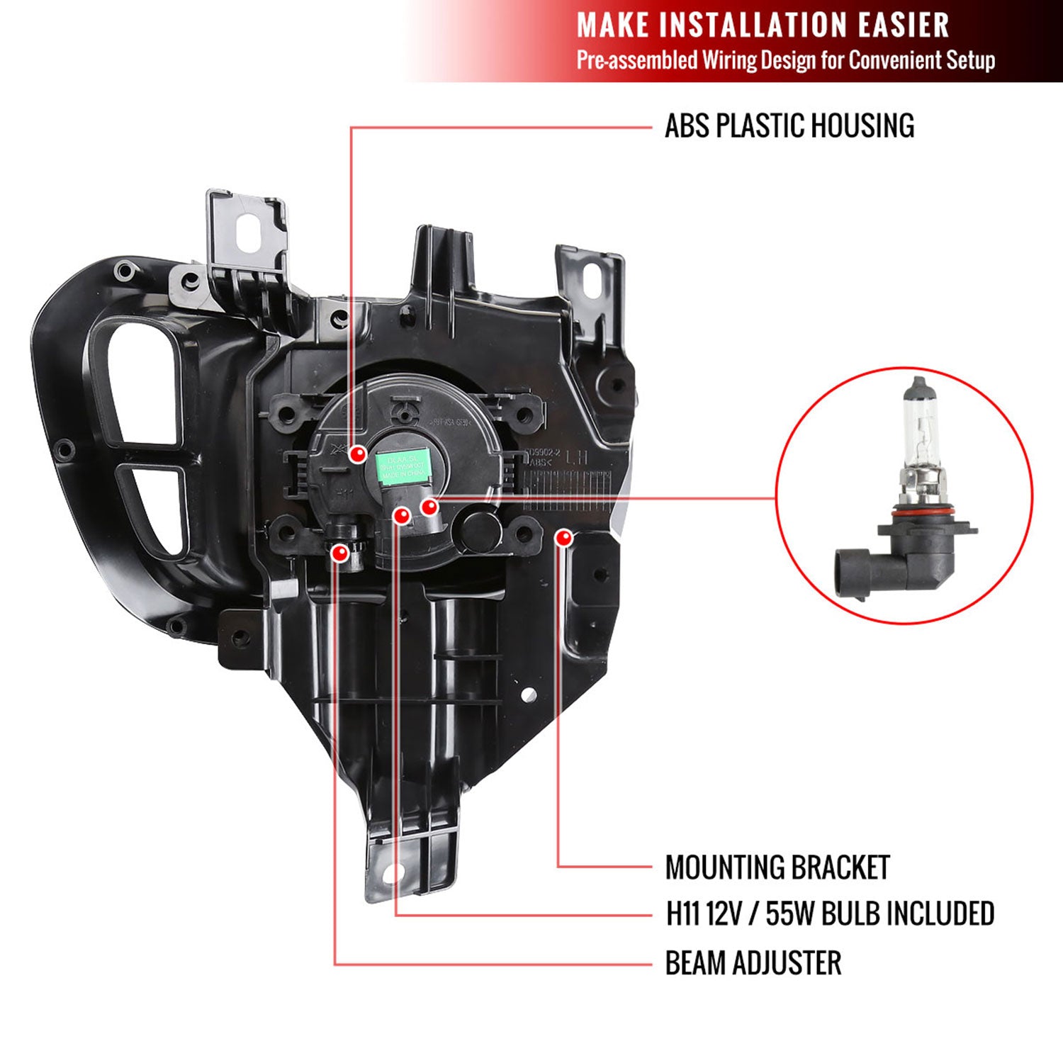 2019-2020 Ford Ranger H11 Fog Lights Kit Switch & Wiring Harness Chrome/Clear