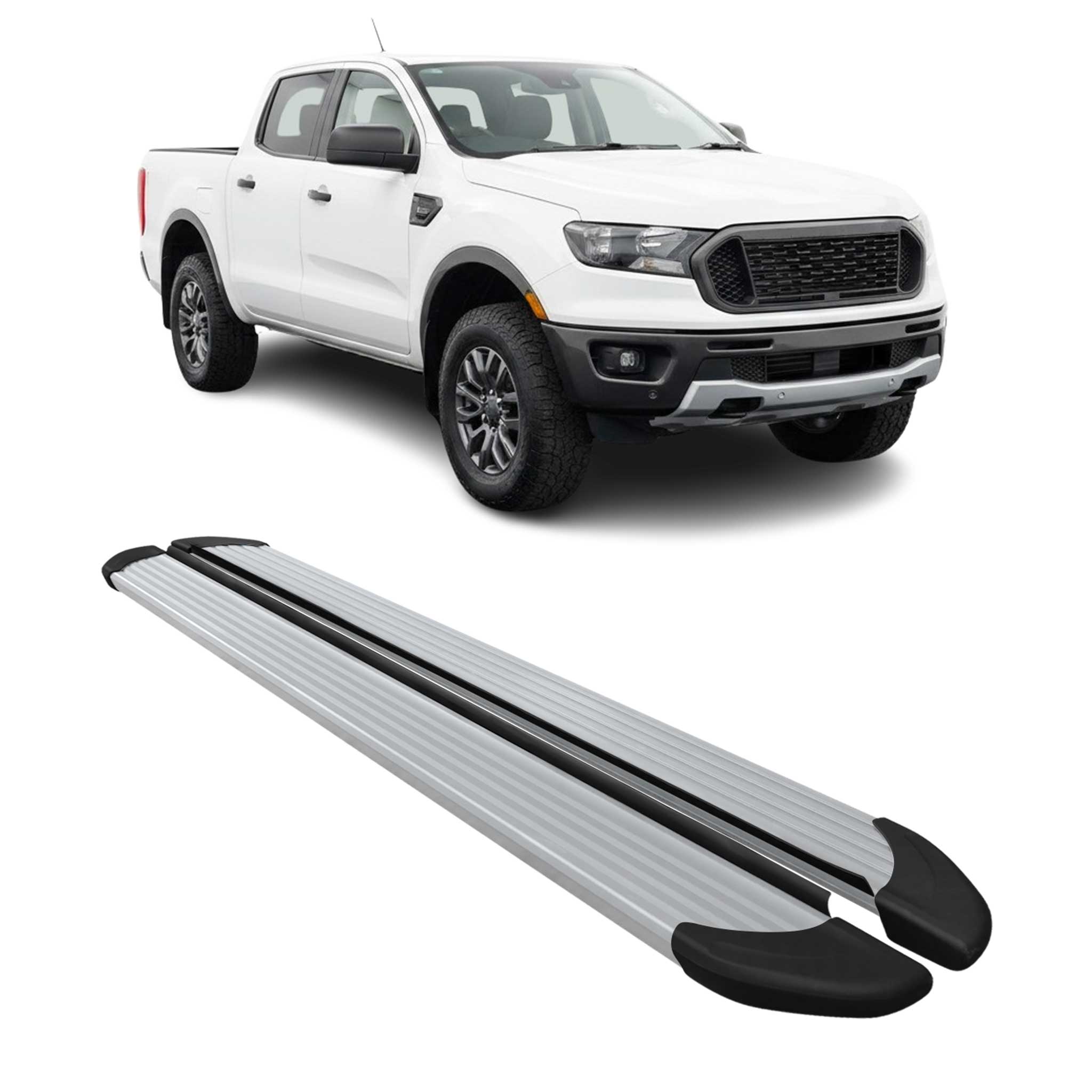 2019-2024 Ford Ranger SuperCab/Crew Cab Nerf Bar Side Step Running Boards Alu 2x