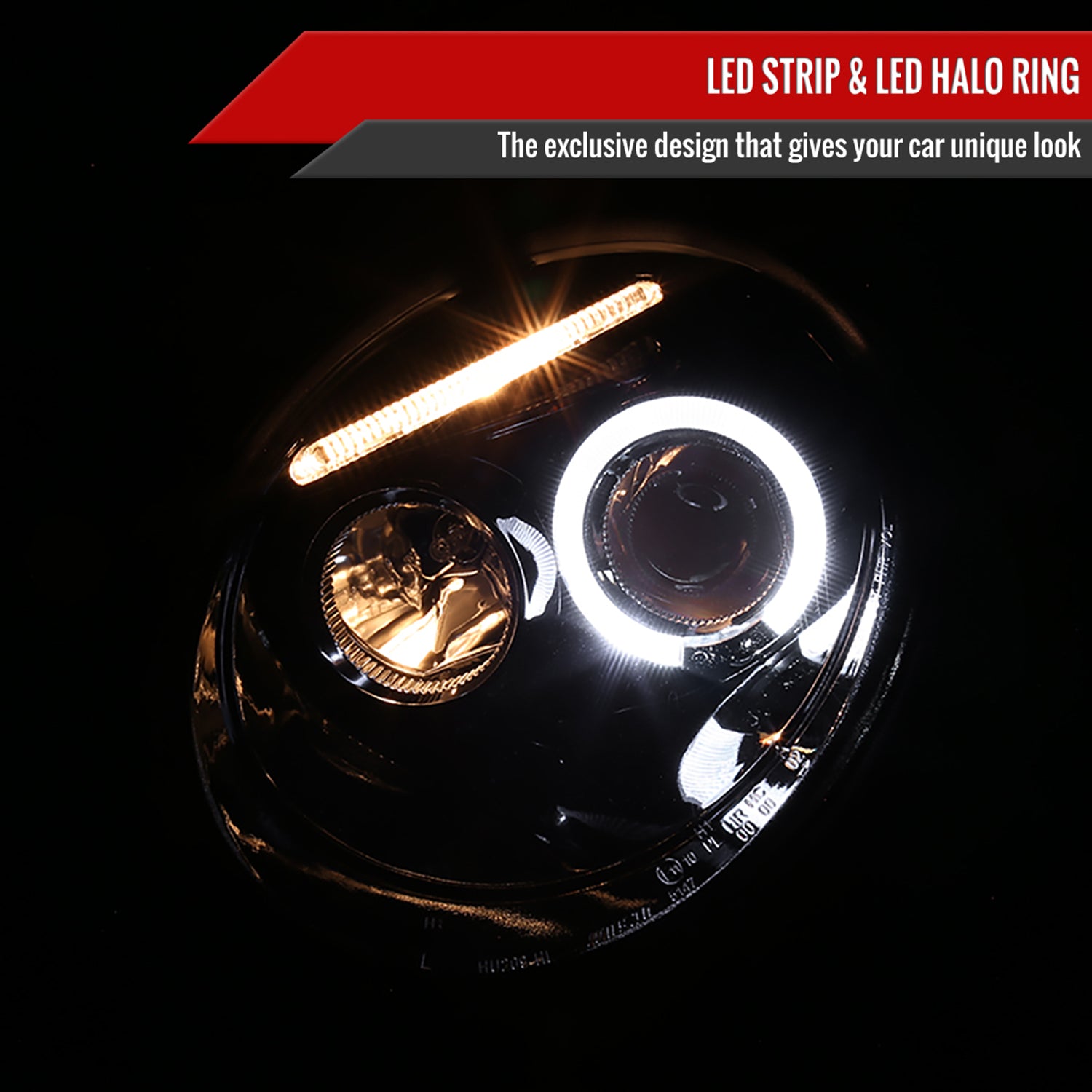 1998-2005 VW Beetle Halo Projector Headlights Glossy Black/Smoke Lens