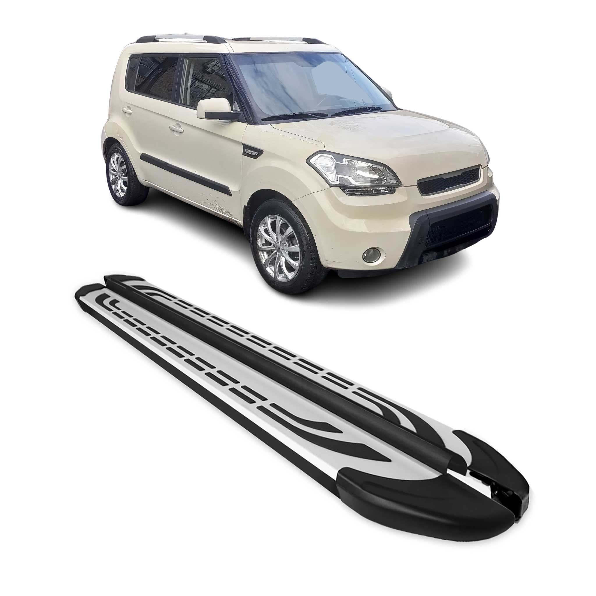 2010-2013 Kia Soul Running Boards Side Steps Silver & Black