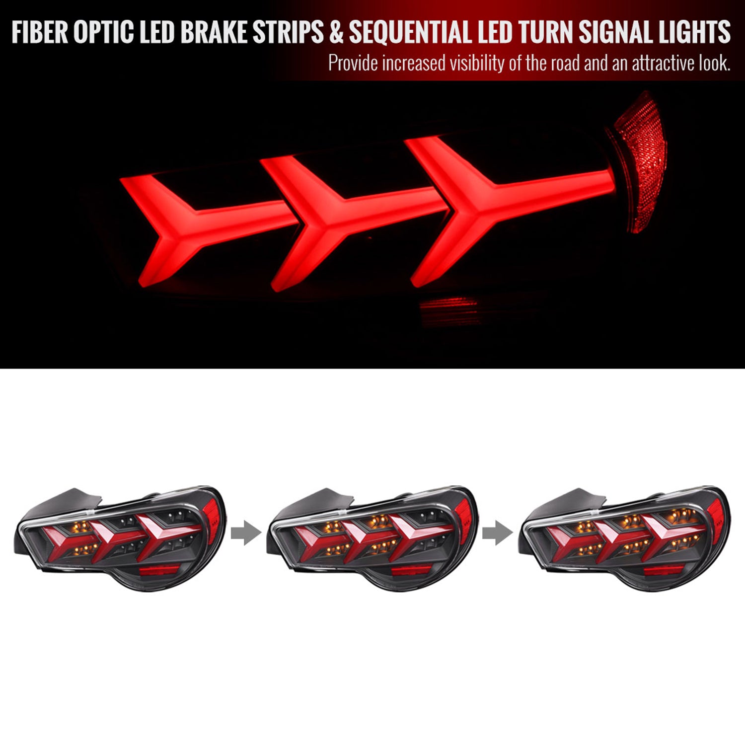 2013-2016 Scion FRS/ Subaru BRZ Lambo Sequential LED Tail Lights Black/Clear