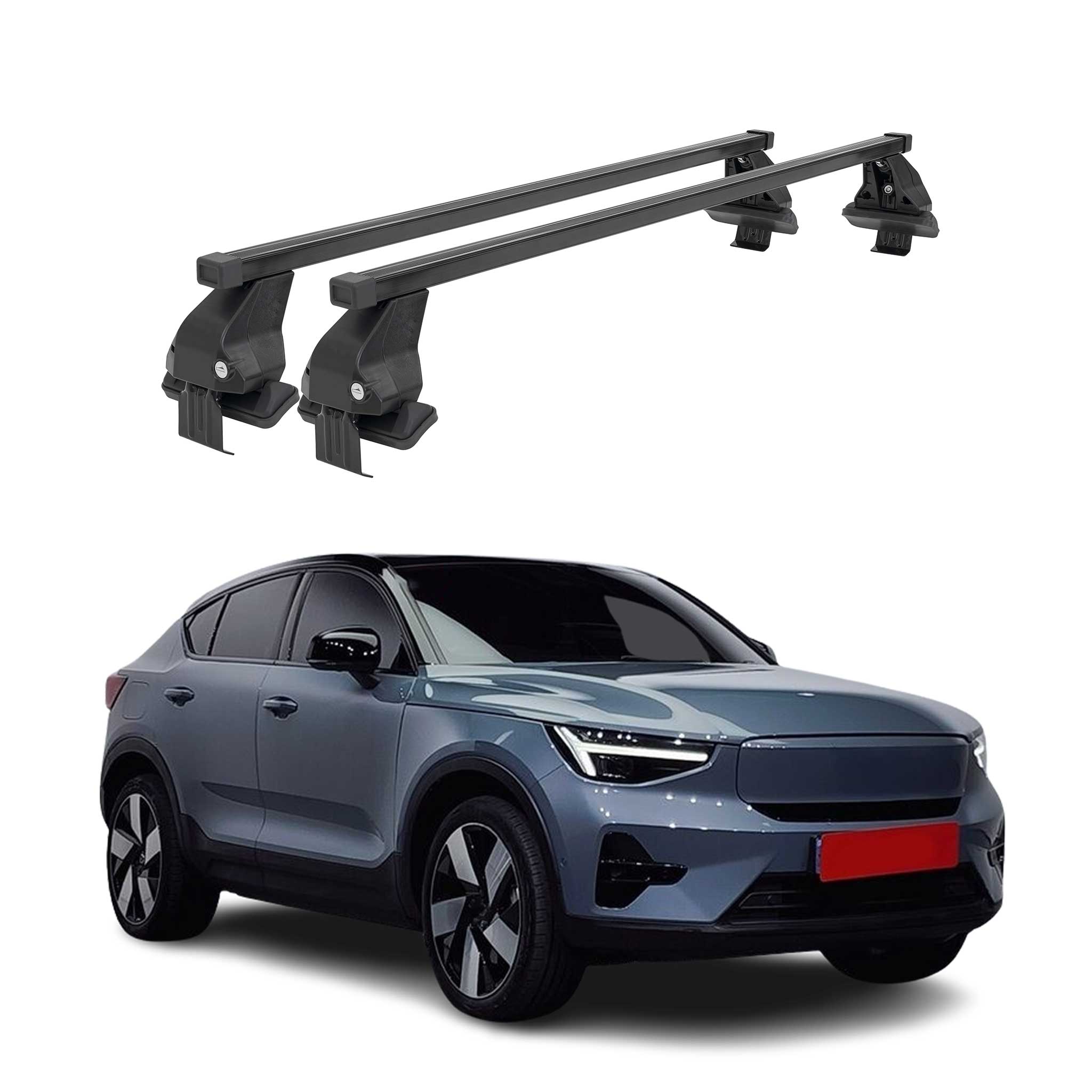 Top Roof Racks Cross Bars Carrier for Volvo C40 Recharge 2022-25 Steel Black 2x