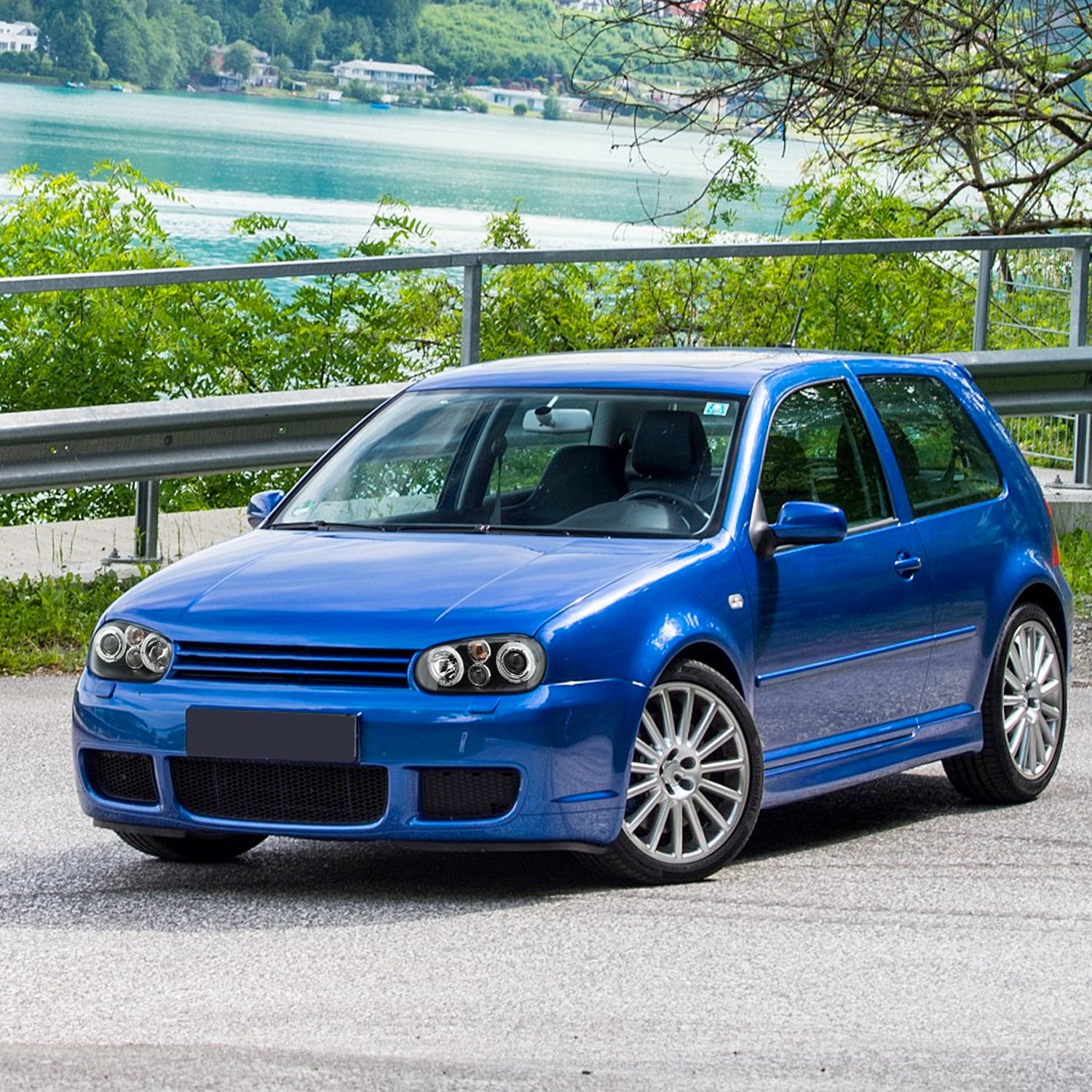 1999-2006 VW Golf Mk4 GTI/R32 Cabrio Dual Halo Projector Headlights Matt Black