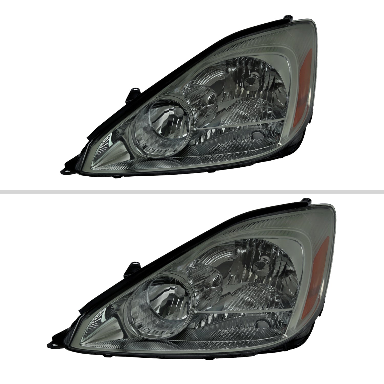 2004-2005 Toyota Sienna Factory Headlights w/Amber Reflector Chrome/Smoke