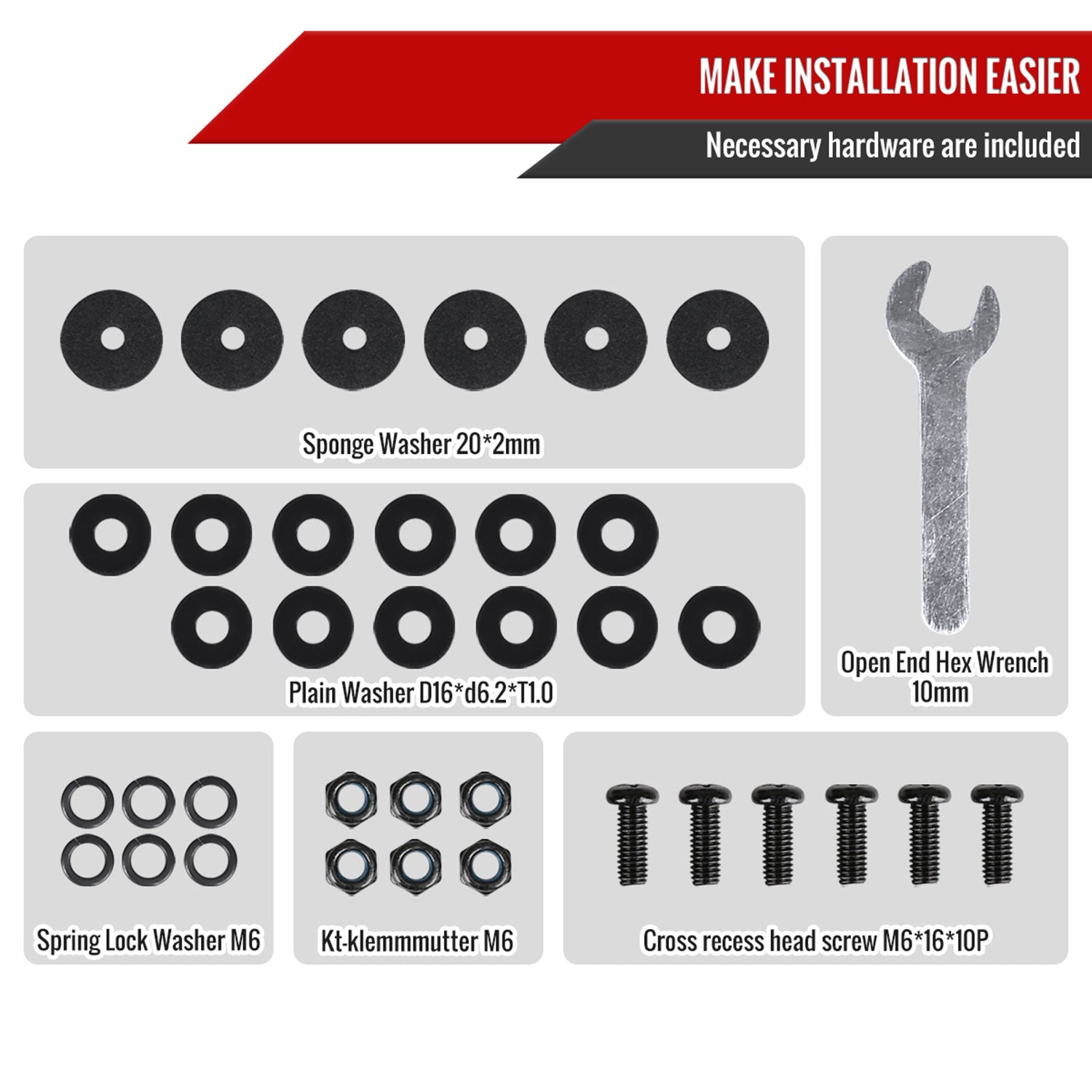 2015-2022 Ford Mustang Matte Black ABS GT350R Style 4PC Rear Spoiler Wing