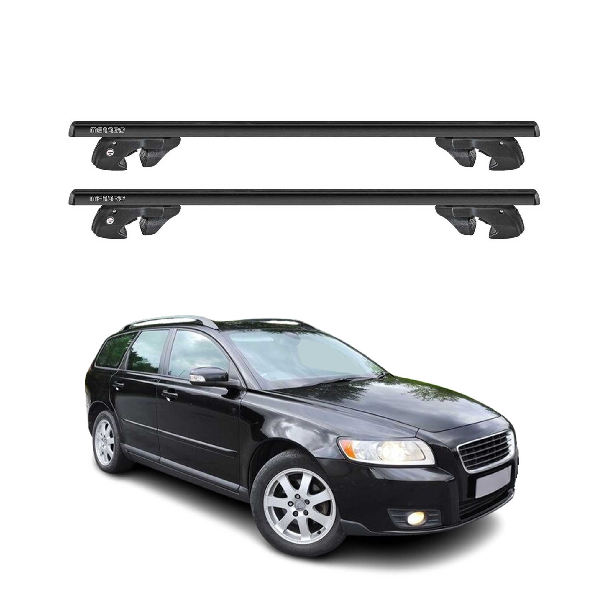 2008-2012 Volvo V50 Roof Rack Cross Bars Black