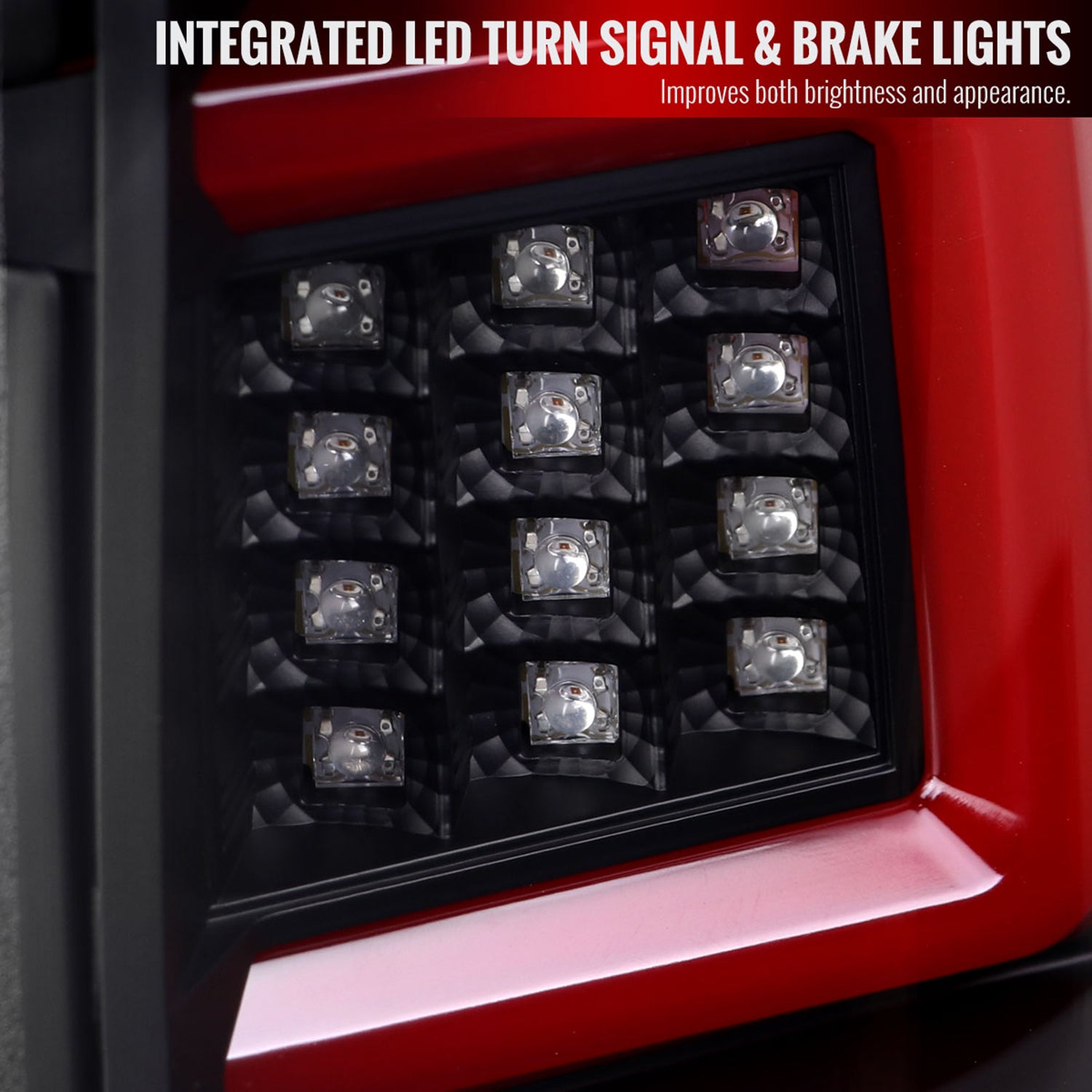 2009-2014 Ford F-150 LED Tail Lights with Red LED Bar Matte Black/Clear Lens