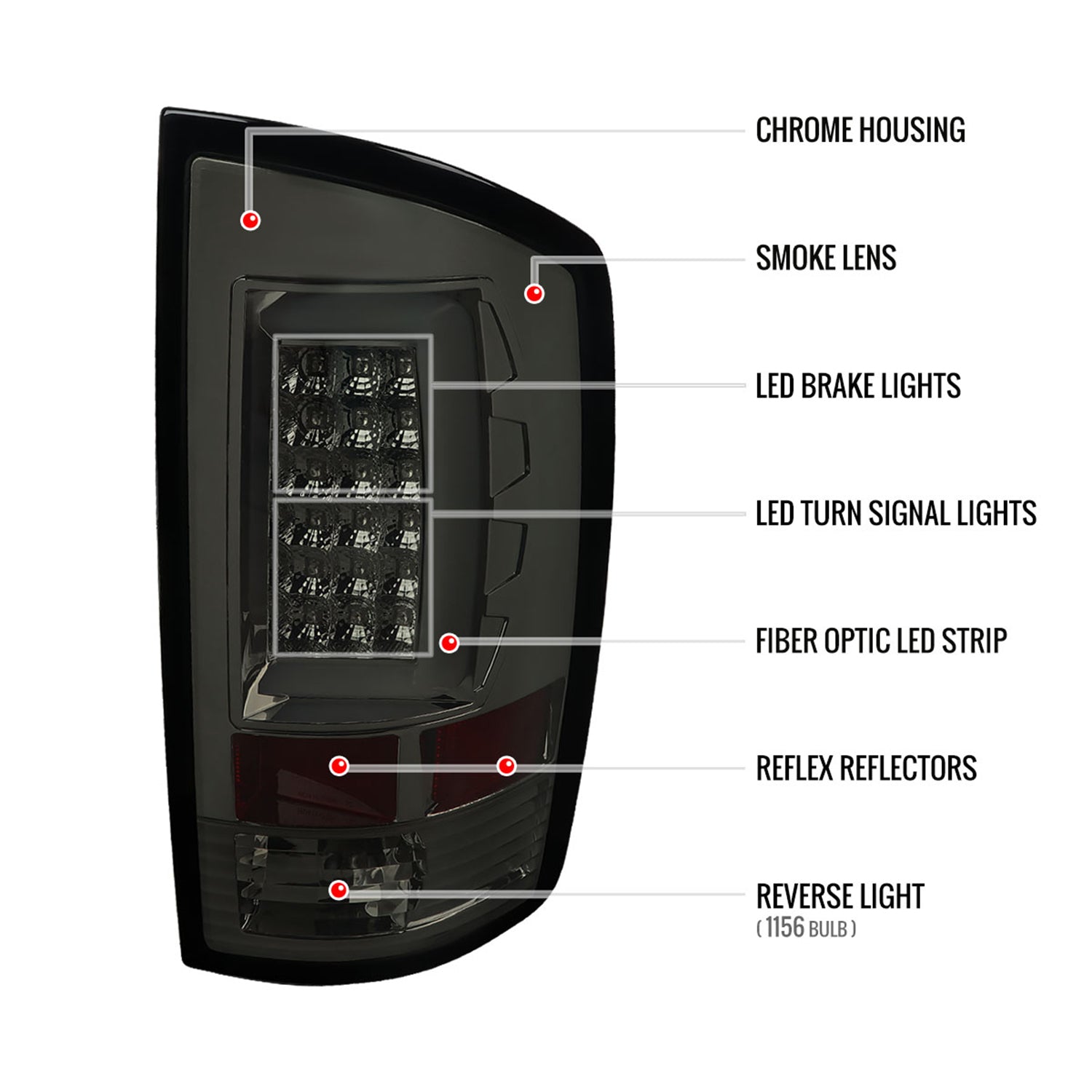 2002-2006 Dodge RAM 1500 2500 3500 LED Tail Lights -G2 Chrome/Smoke Lens