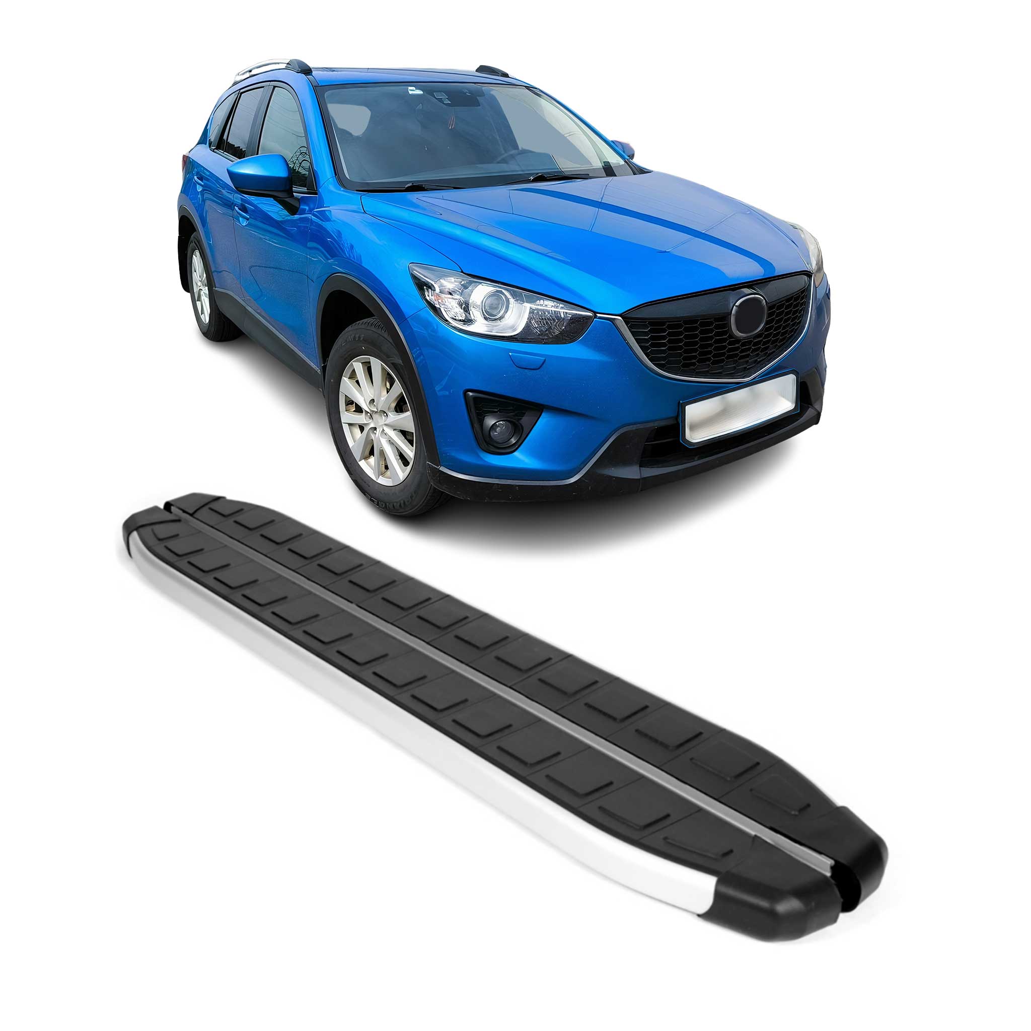 2013-2016 Mazda CX-5 Running Boards Side Steps Silver & Black
