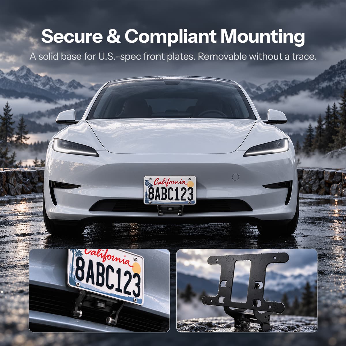 Model 3 Highland US Standard License Plate Holder | Aluminum Bracket