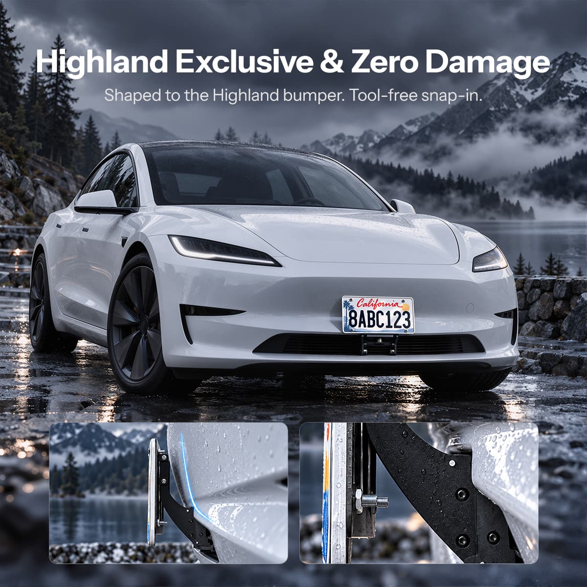 Model 3 Highland US Standard License Plate Holder | Aluminum Bracket