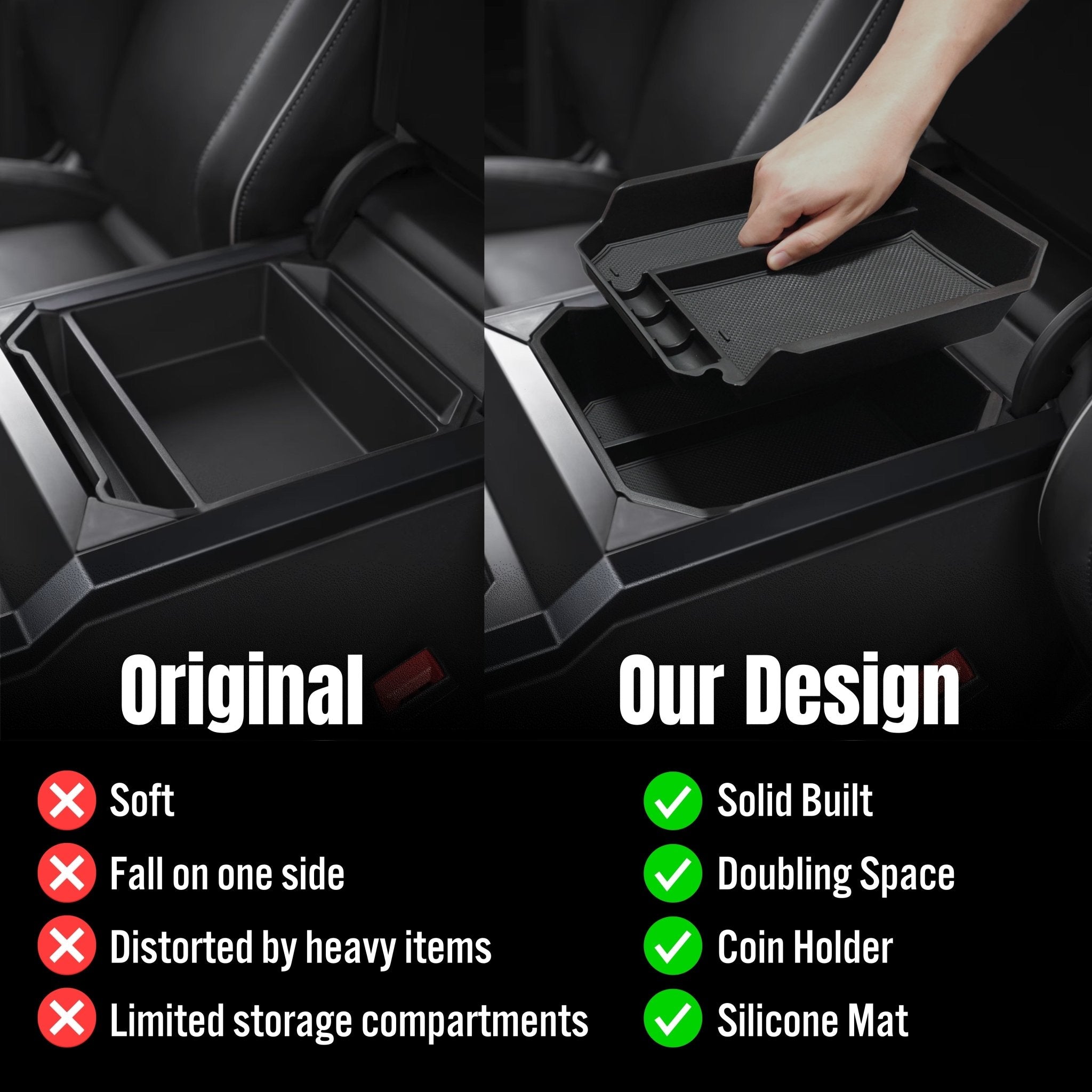 Tesla Cybertruck Center Console Organizer Storage Solution Set