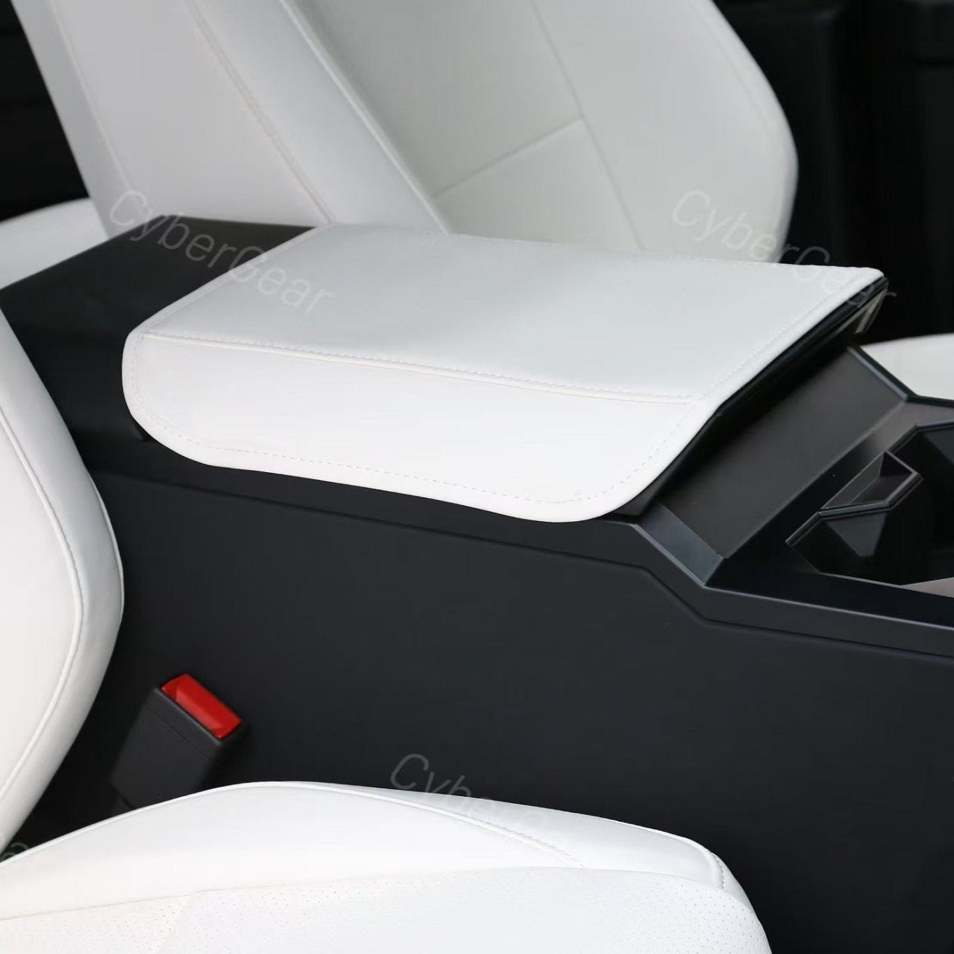 Tesla Cybertruck Seat Covers Leather Seat Protector Full Coverage(Black/White)