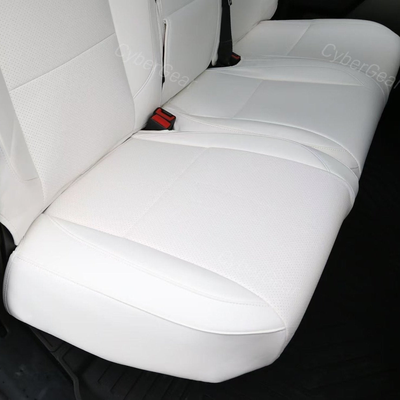 Tesla Cybertruck Seat Covers Leather Seat Protector Full Coverage(Black/White)