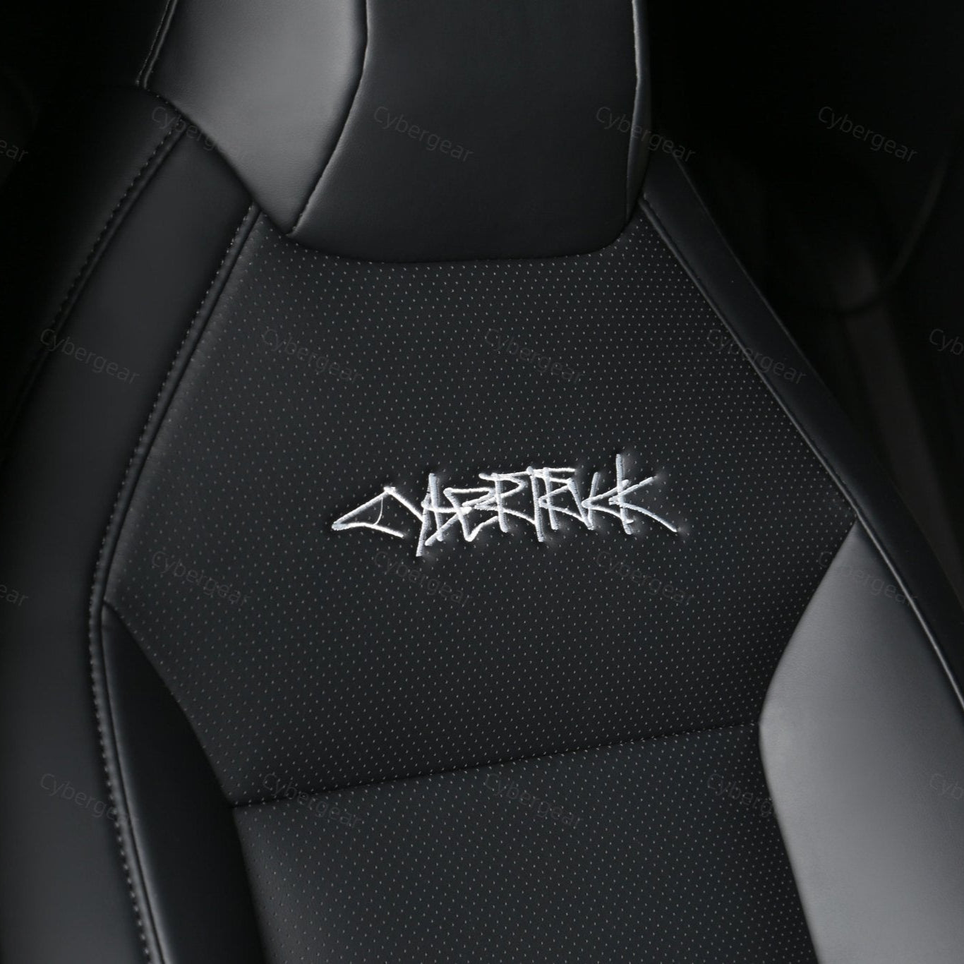 Tesla Cybertruck Seat Covers Leather Seat Protector Full Coverage(Black/White)