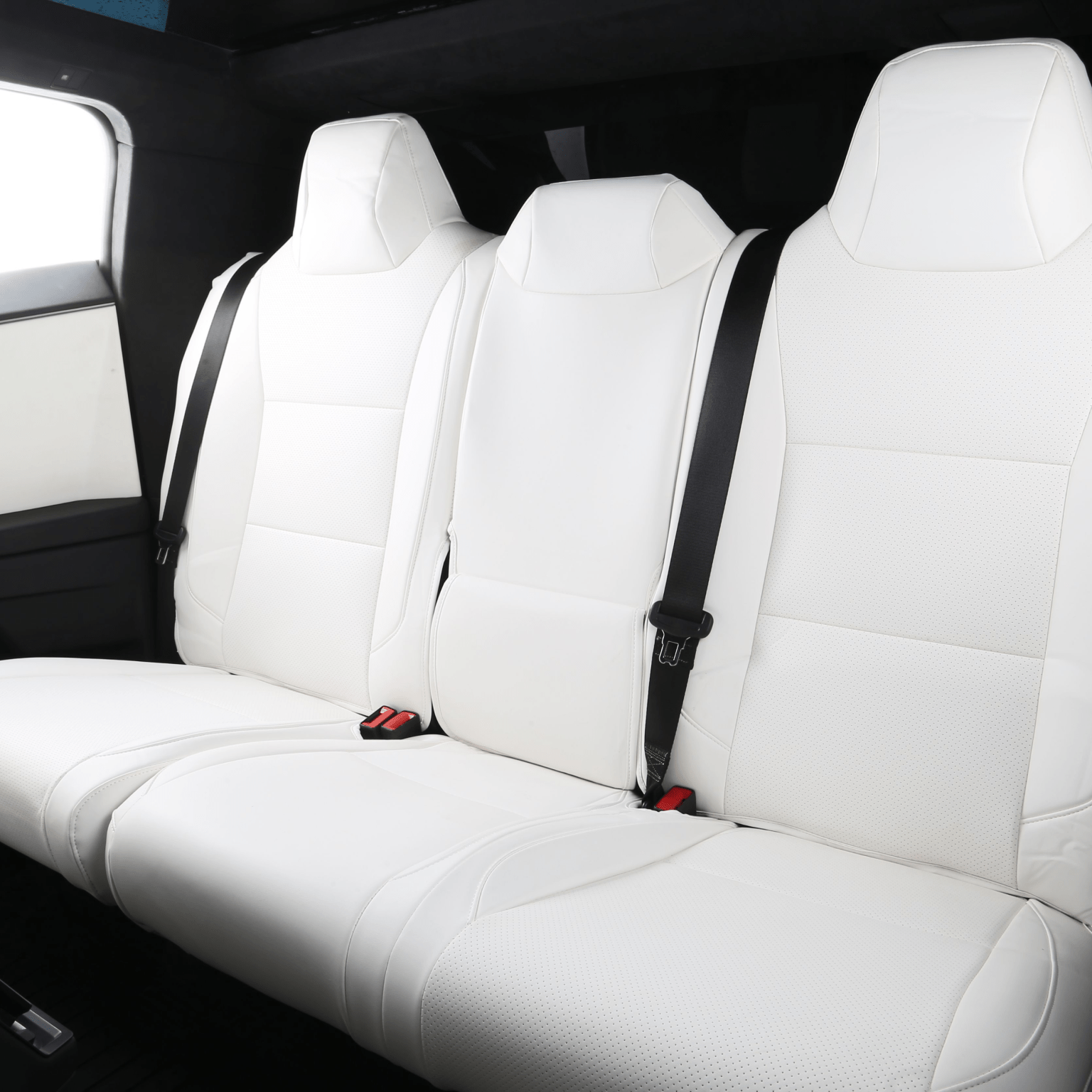 Tesla Cybertruck Seat Covers Leather Seat Protector Full Coverage(Black/White)