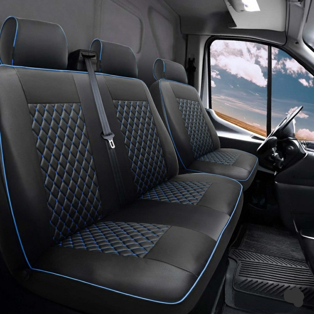 2006-2018 Mercedes Sprinter W906 Leather Seat Covers Protector Black Blue