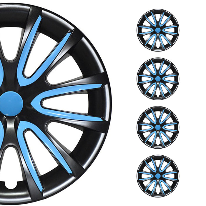 16" Set of 4 Pcs Wheel Covers Black & Black Hub Caps fit R16 Tire Steel Rim