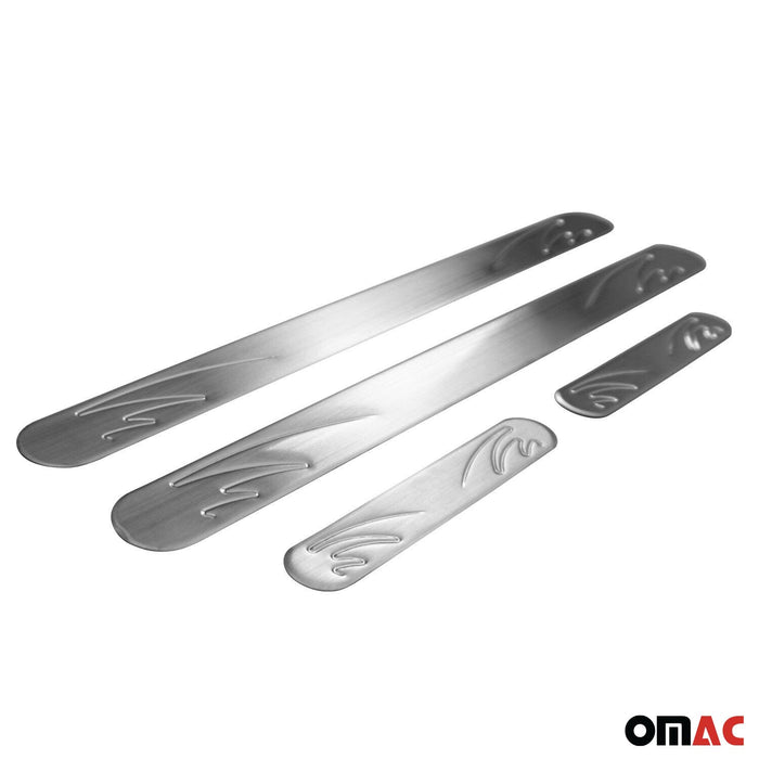 Door Sill Scuff Plate Scratch Protector for Audi Steel Silver Wave 4 Pcs