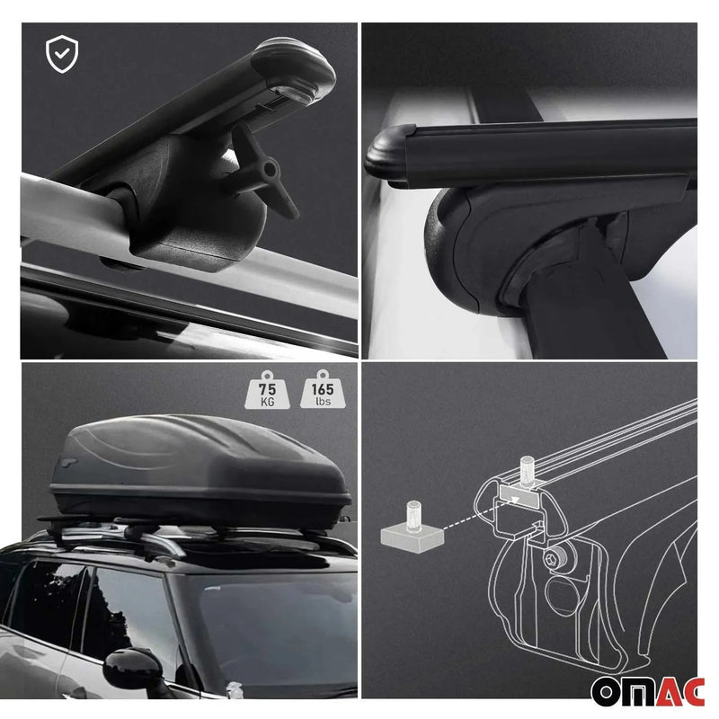 Lockable Roof Rack Cross Bars Luggage Carrier for Volvo XC90 2003-2014 Black - OMAC USA