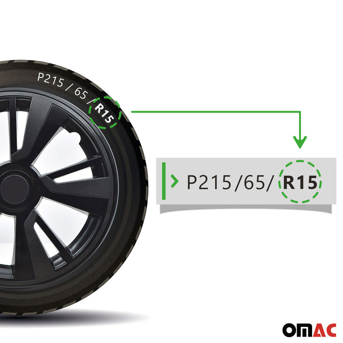 15" Wheel Covers Hubcaps fits Mercedes ABS Black Dark Gray 4Pcs